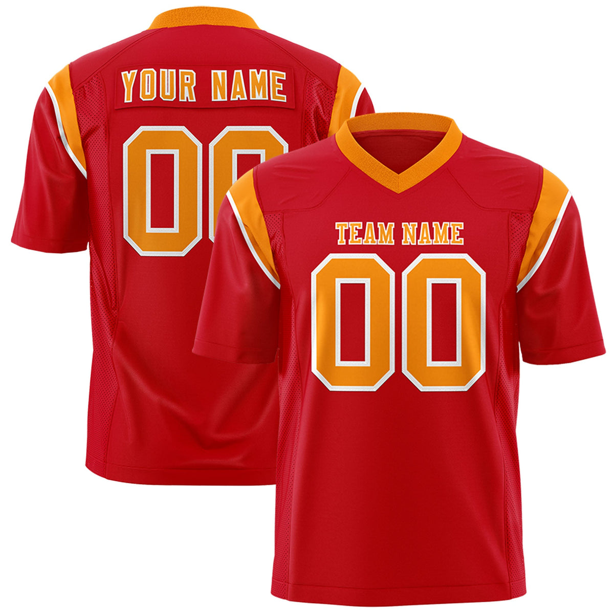 Custom Flag Football Jersey | Red Orange Color Block For Youth &amp; Men | Add Name, Number &amp; Logo | KXKSHOP