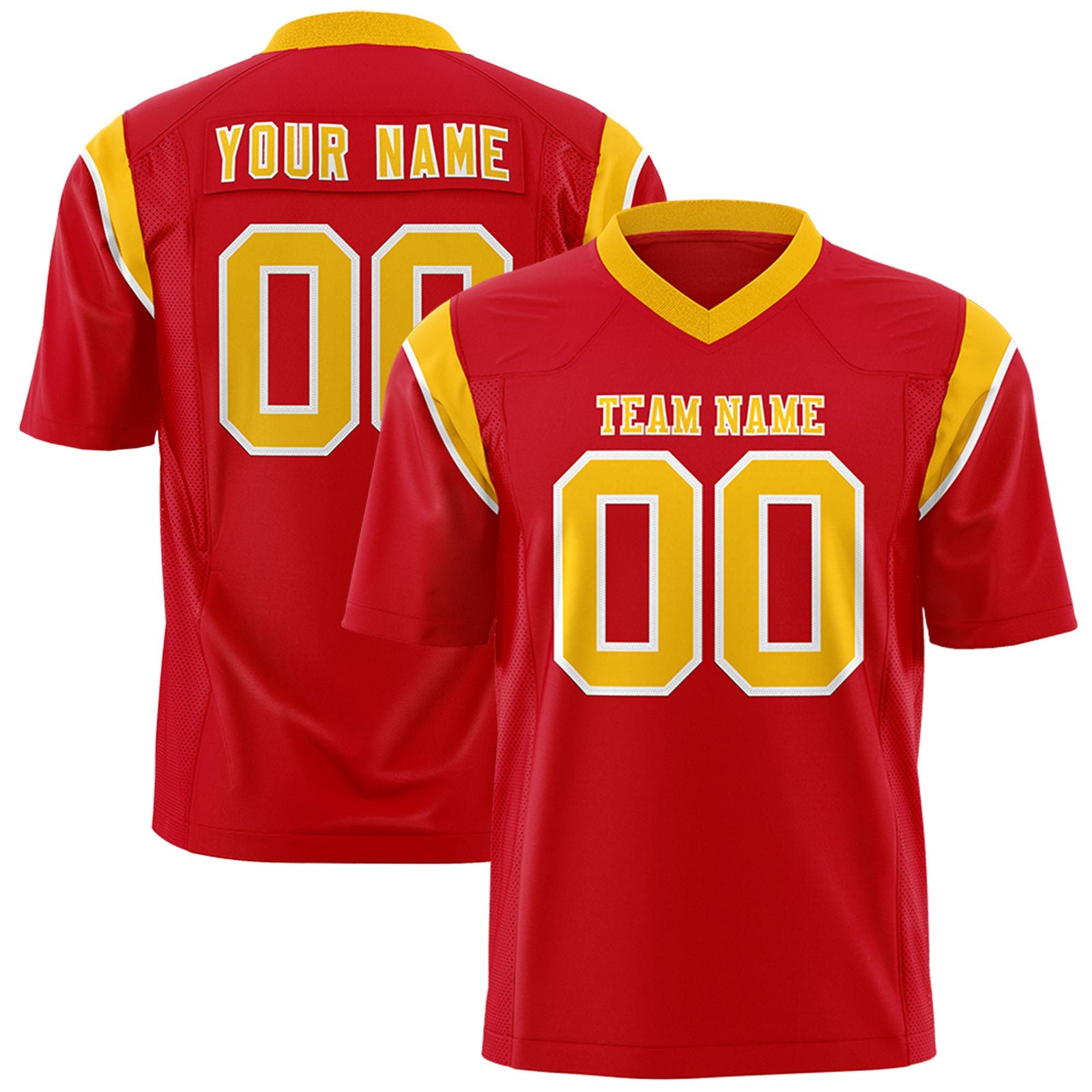 Custom Flag Football Jersey | Red Yellow Color Block For Youth & Men | Add Name, Number & Logo | KXKSHOP
