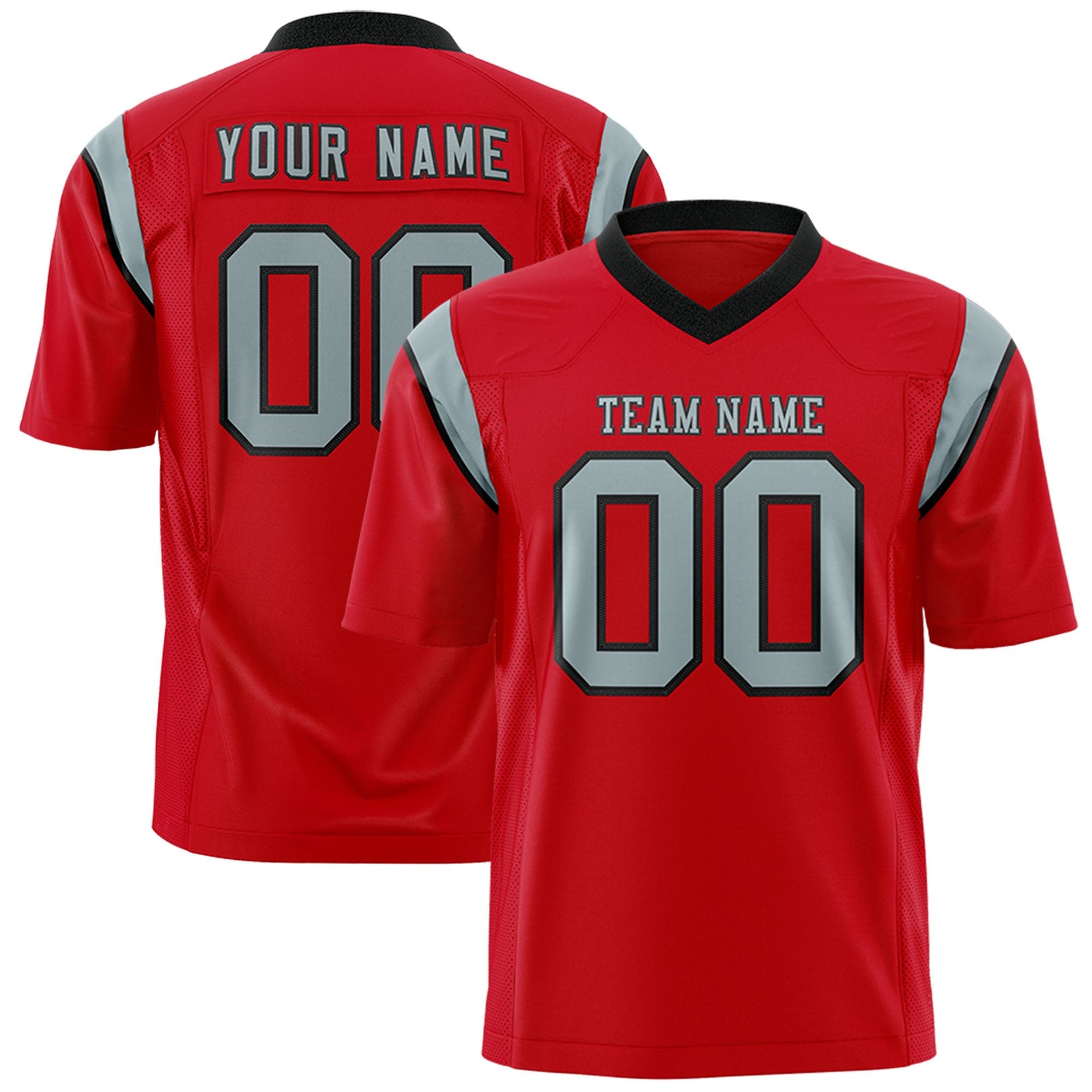 Custom Flag Football Jersey | Red Gray Color Block For Youth & Men | Add Name, Number & Logo | KXKSHOP