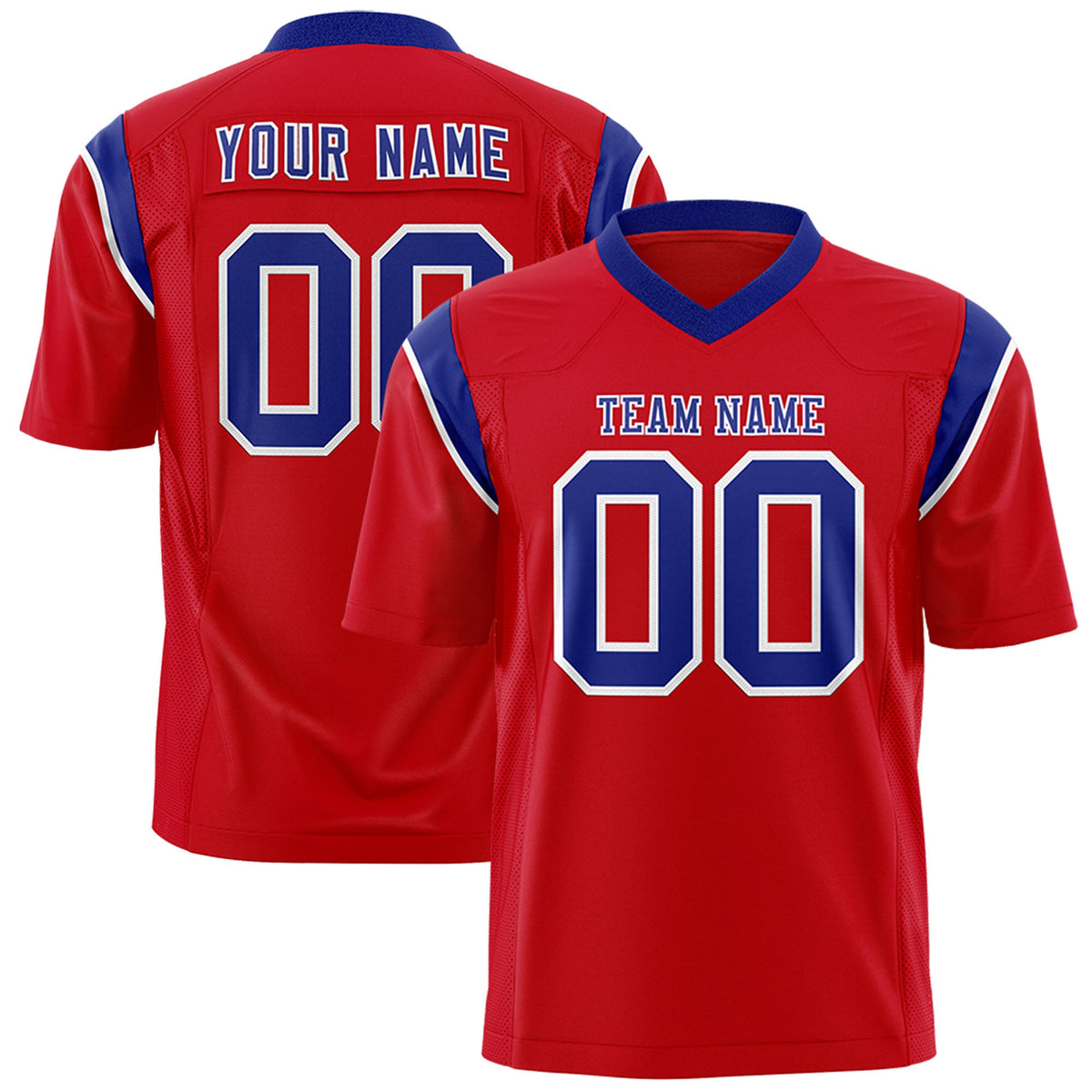 Custom Flag Football Jersey | Red Royal Color Block For Youth &amp; Men | Add Name, Number &amp; Logo | KXKSHOP