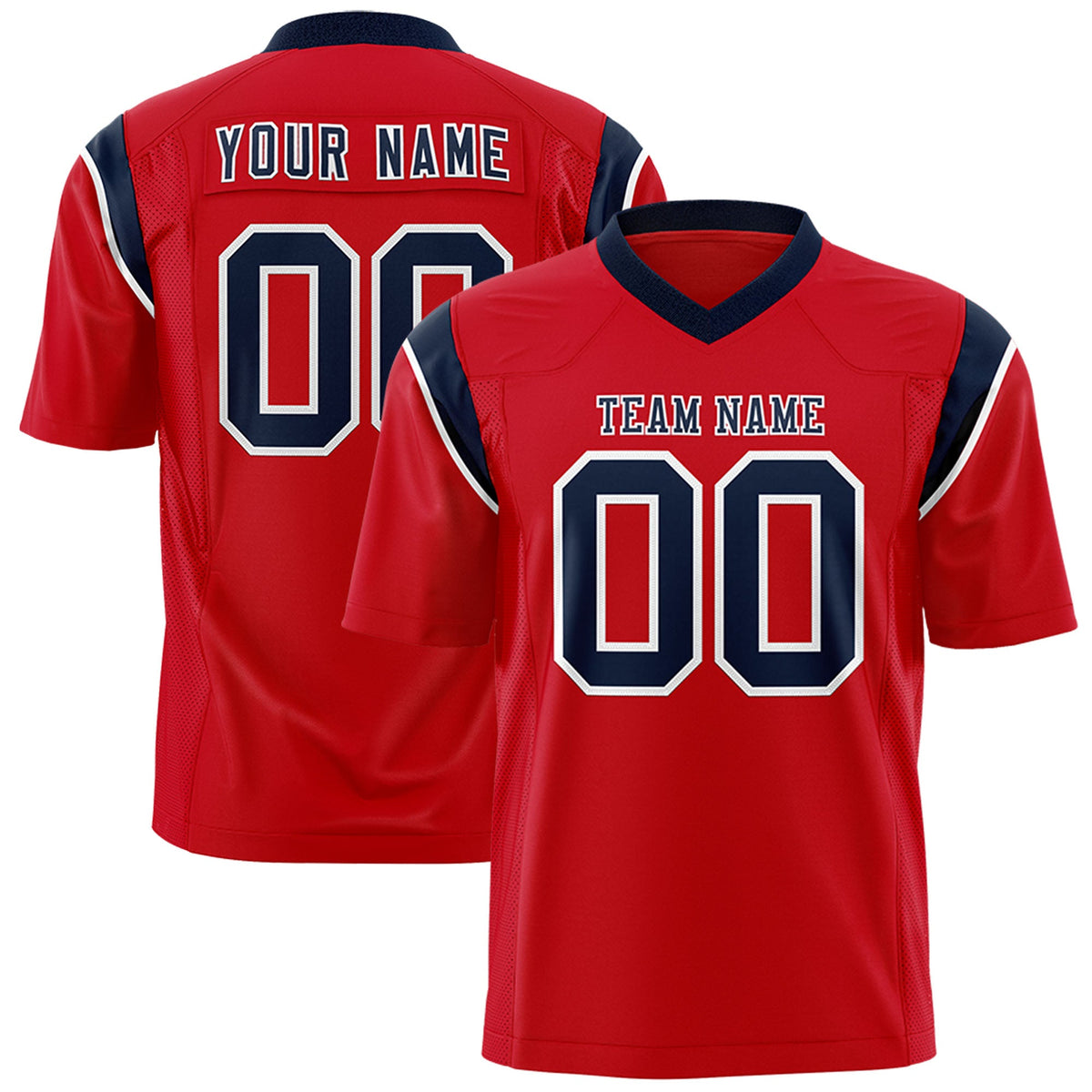 Custom Flag Football Jersey | Red Navy Color Block For Youth &amp; Men | Add Name, Number &amp; Logo | KXKSHOP