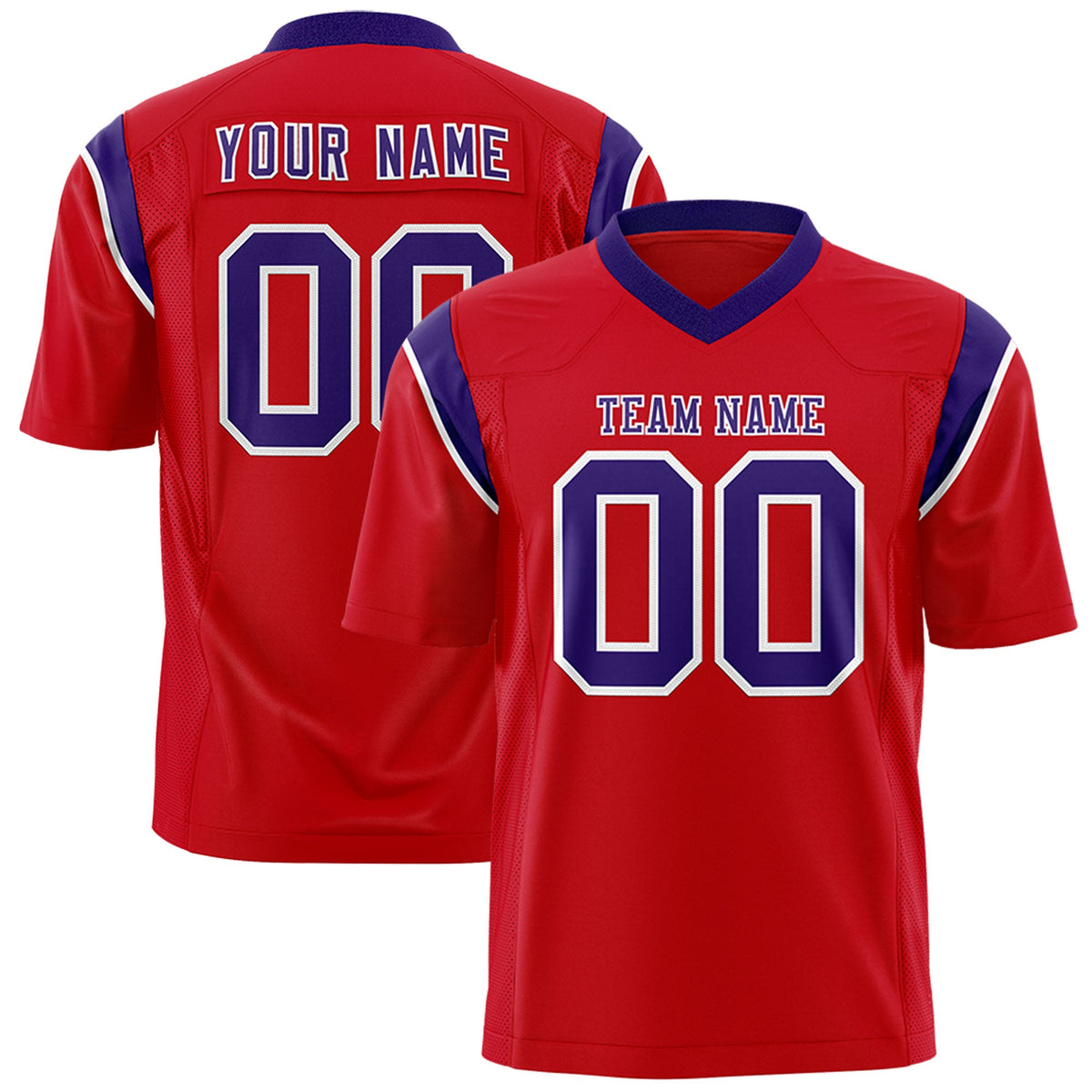 Custom Flag Football Jersey | Red Purple Color Block For Youth &amp; Men | Add Name, Number &amp; Logo | KXKSHOP