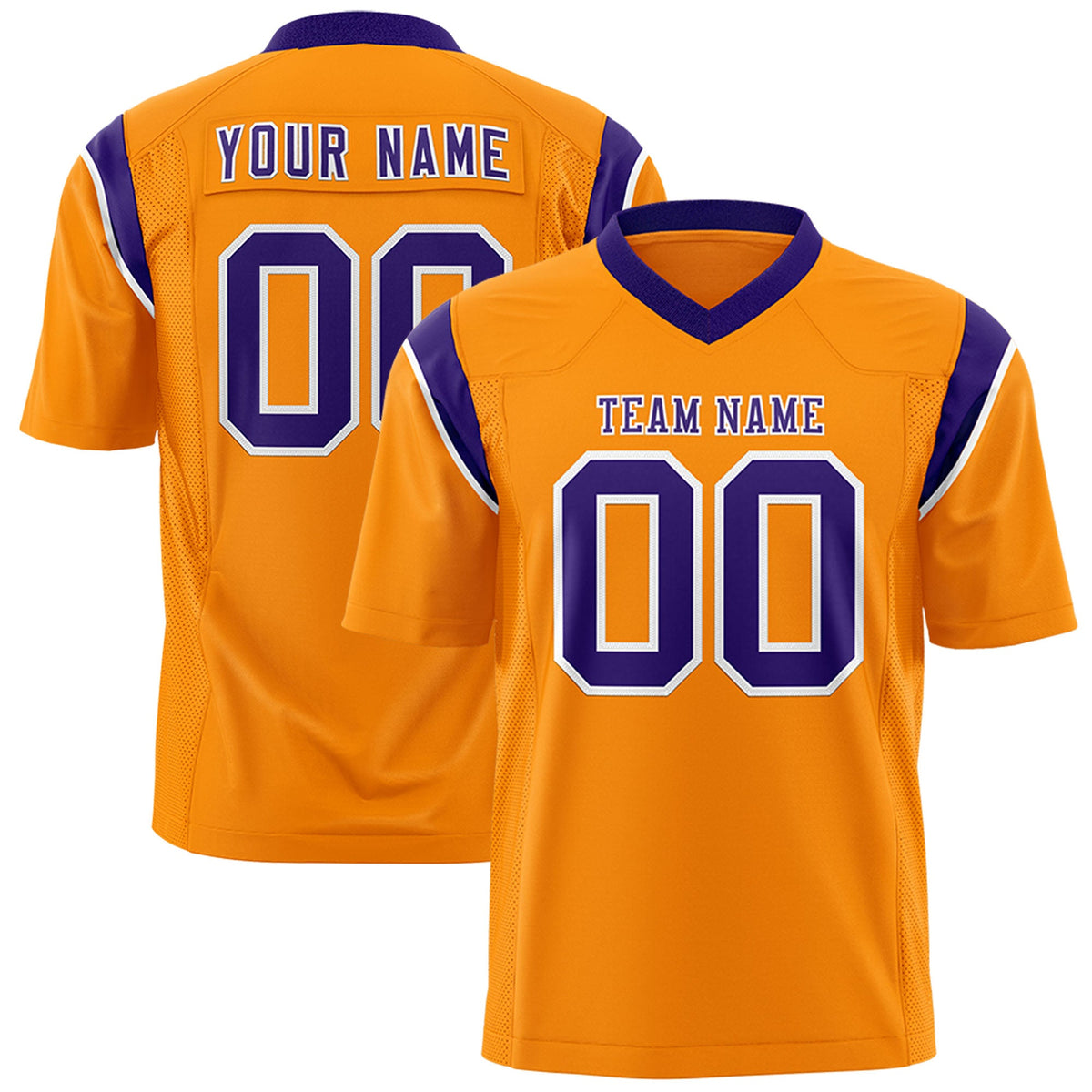 Custom Flag Football Jersey | Gold Orange Purple Color Block For Youth &amp; Men | Add Name, Number &amp; Logo | KXKSHOP
