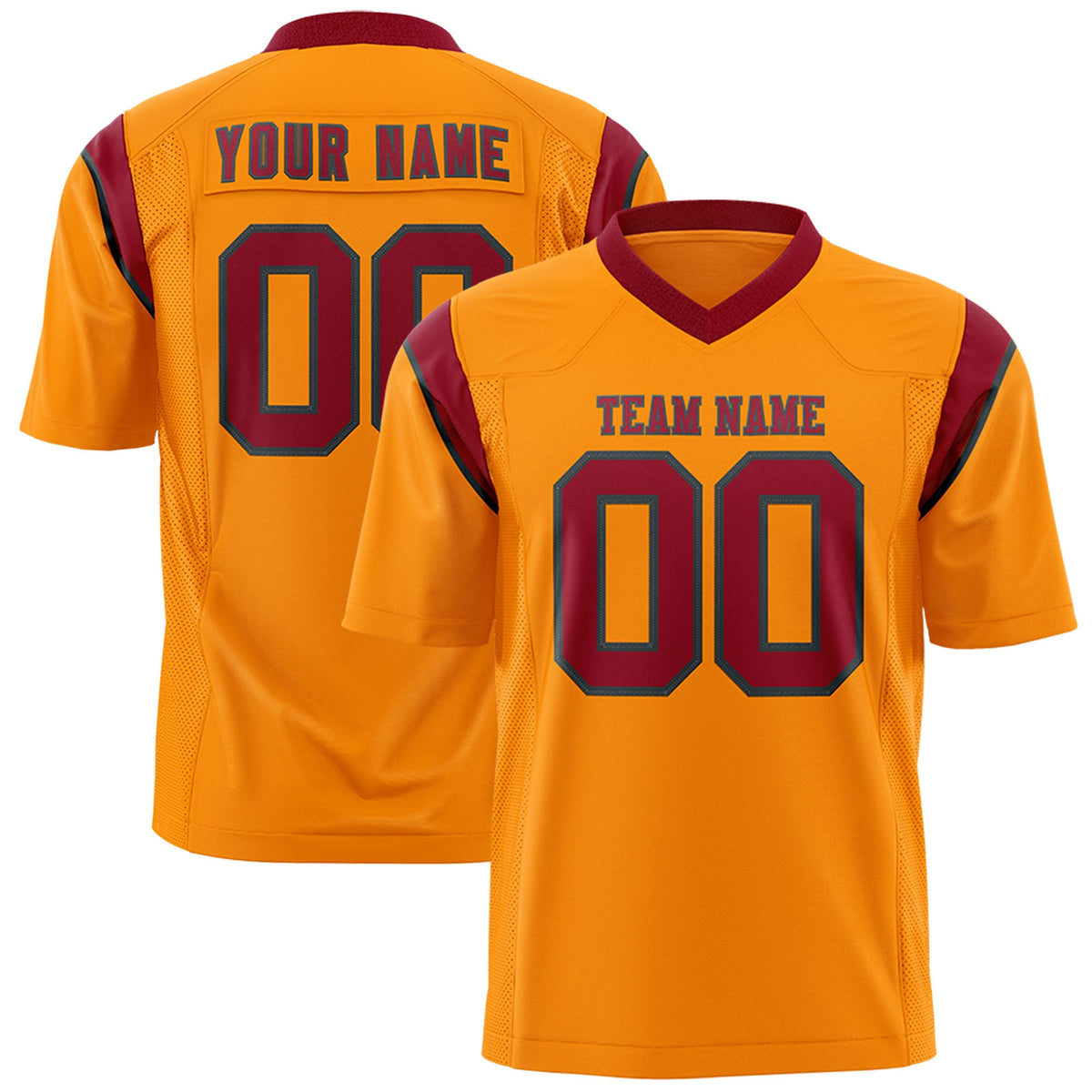 Custom Flag Football Jersey | Gold Orange Cardinal Color Block For Youth &amp; Men | Add Name, Number &amp; Logo | KXKSHOP