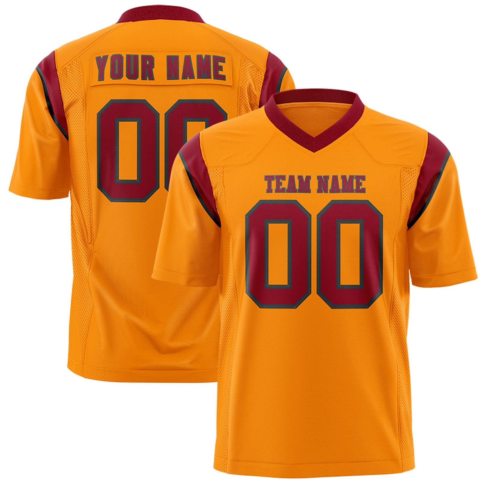 Custom Flag Football Jersey | Gold Orange Cardinal Color Block For Youth & Men | Add Name, Number & Logo | KXKSHOP