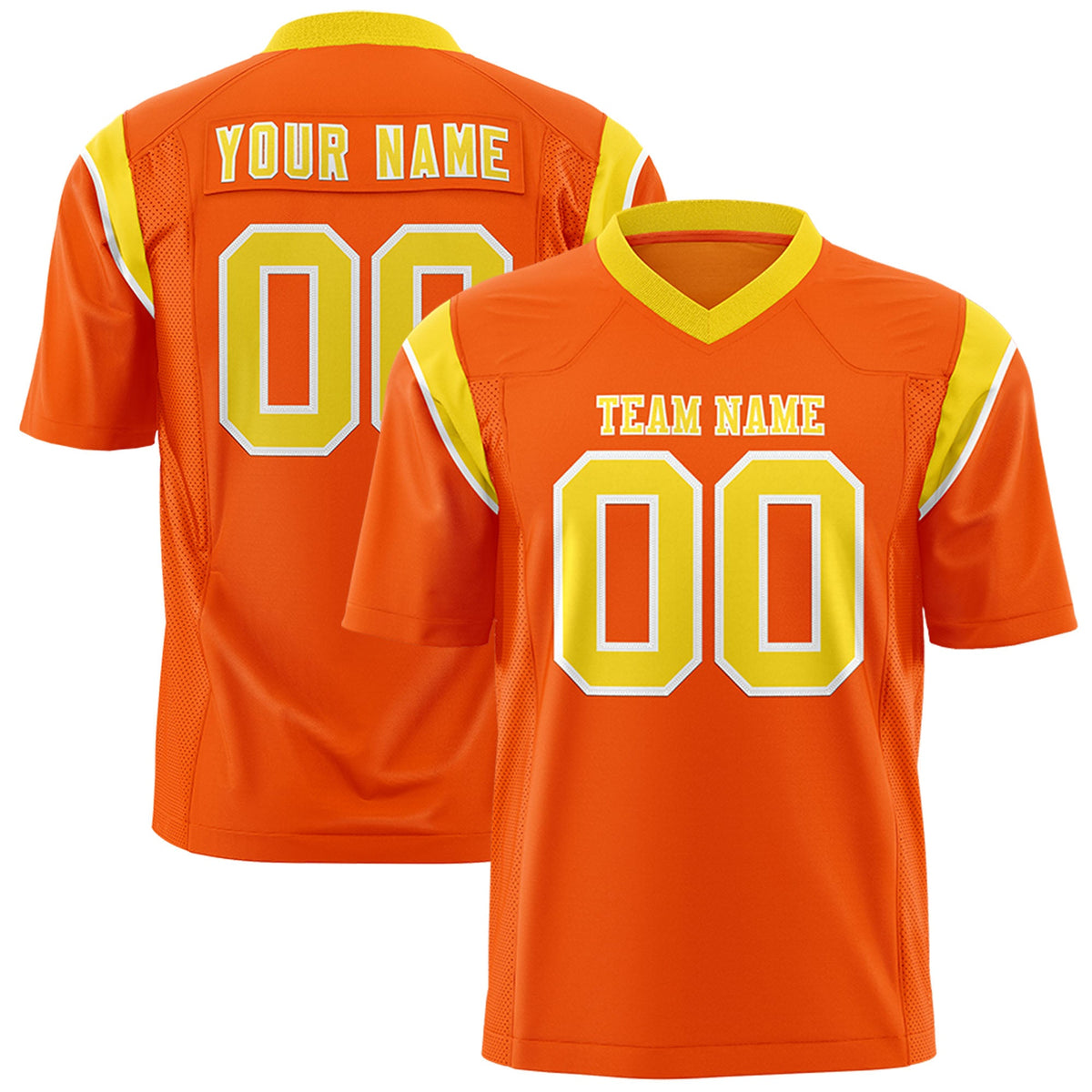 Custom Flag Football Jersey | Orange Gold Color Block For Youth &amp; Men | Add Name, Number &amp; Logo | KXKSHOP