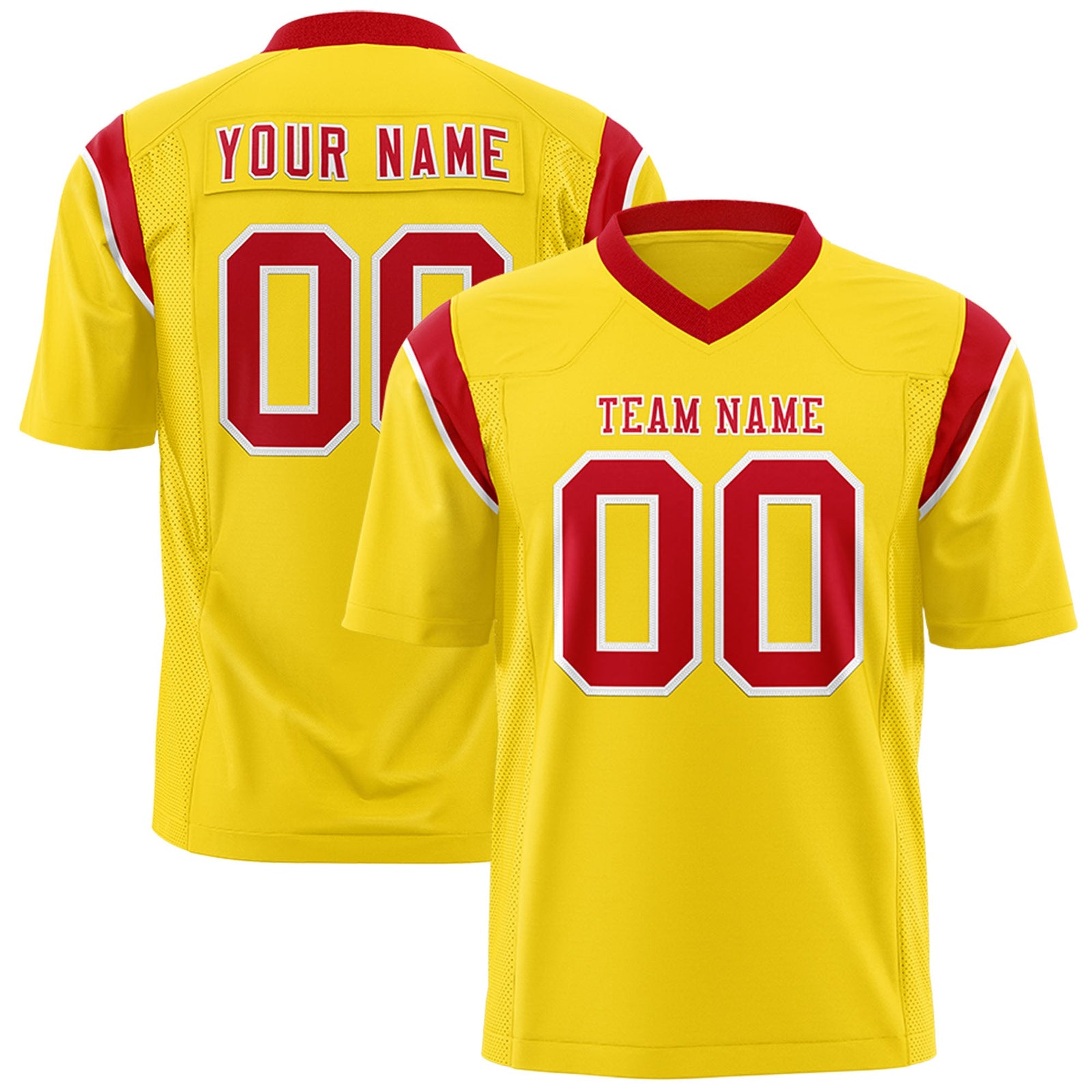 Custom Flag Football Jersey | Gold Red Color Block For Youth & Men | Add Name, Number & Logo | KXKSHOP