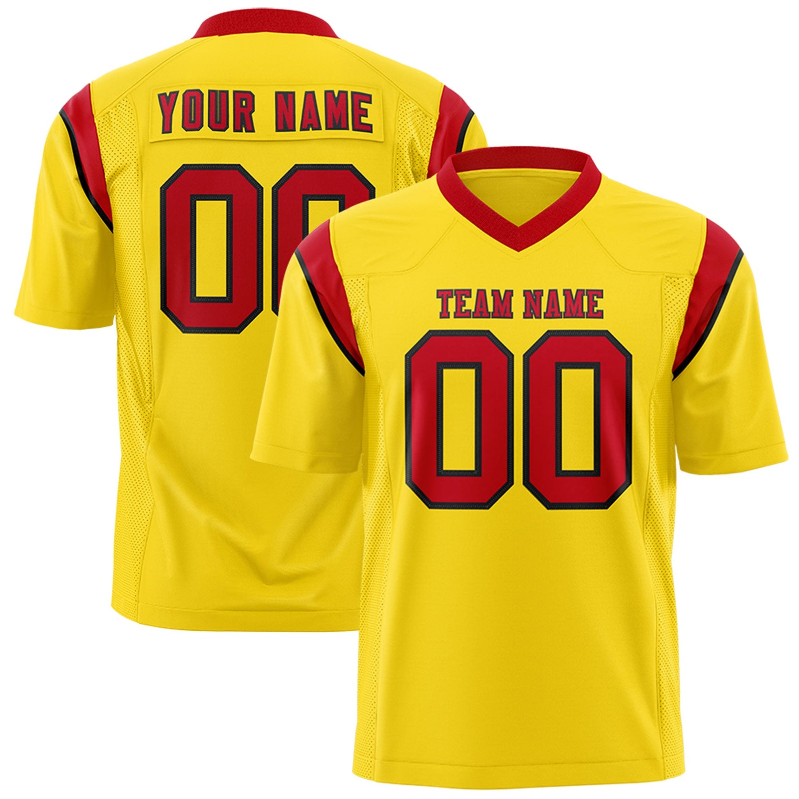 Custom Flag Football Jersey | Gold Red Color Block For Youth & Men | Add Name, Number & Logo | KXKSHOP