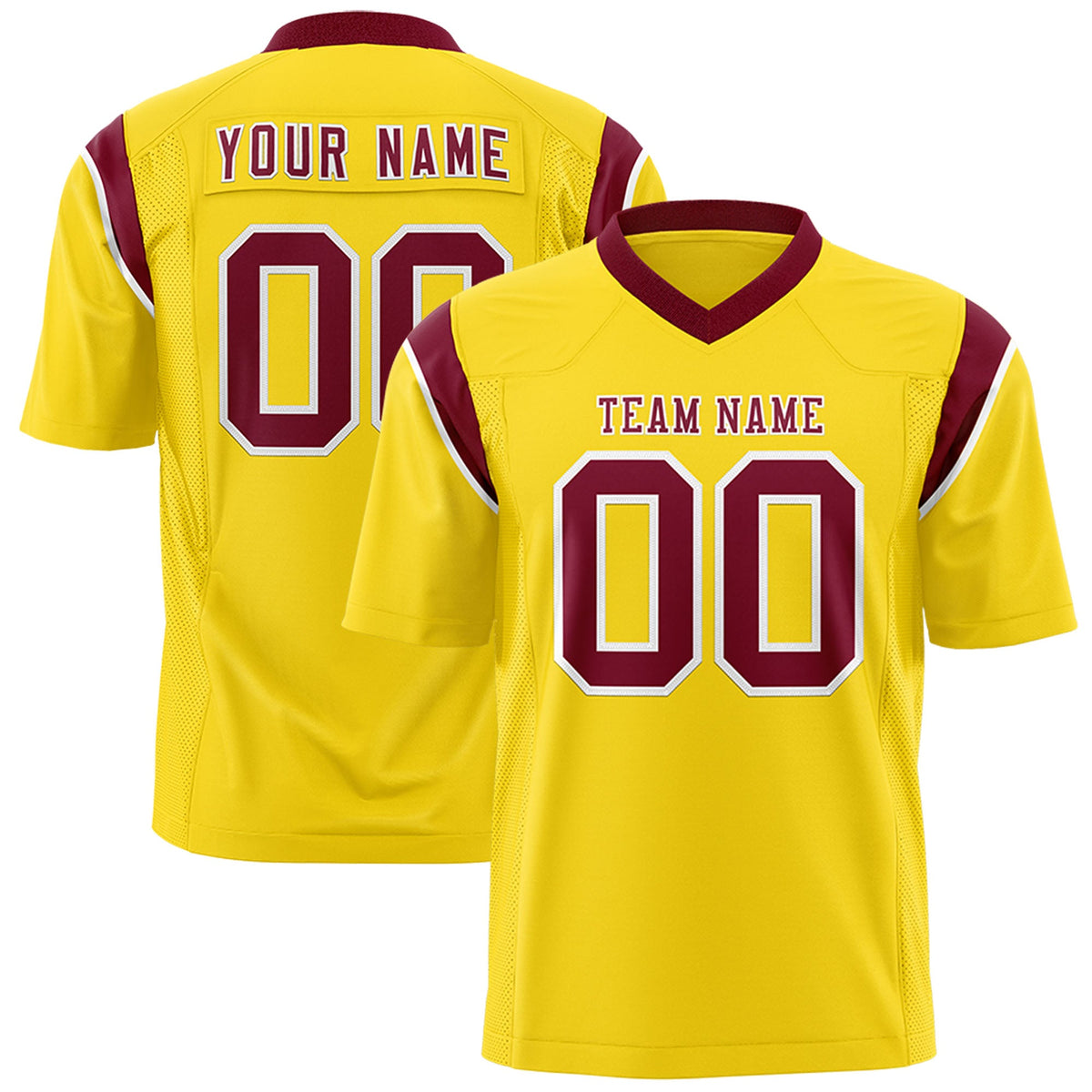 Custom Flag Football Jersey | Gold Crimson Color Block For Youth &amp; Men | Add Name, Number &amp; Logo | KXKSHOP