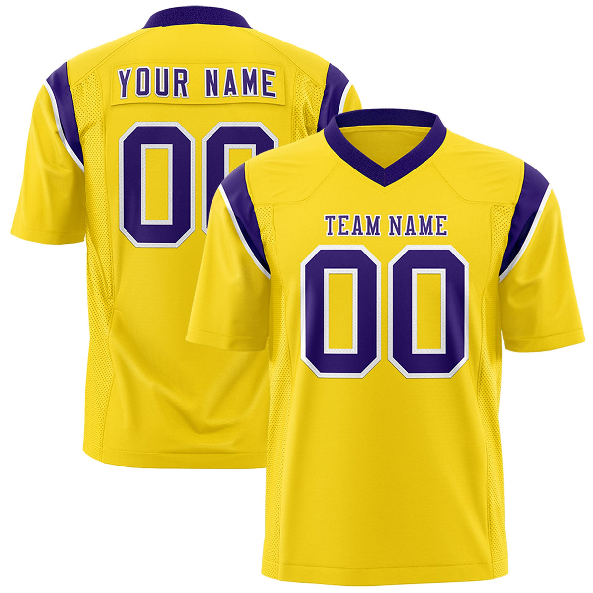 Custom Flag Football Jersey | Gold Purple Color Block For Youth &amp; Men | Add Name, Number &amp; Logo | KXKSHOP