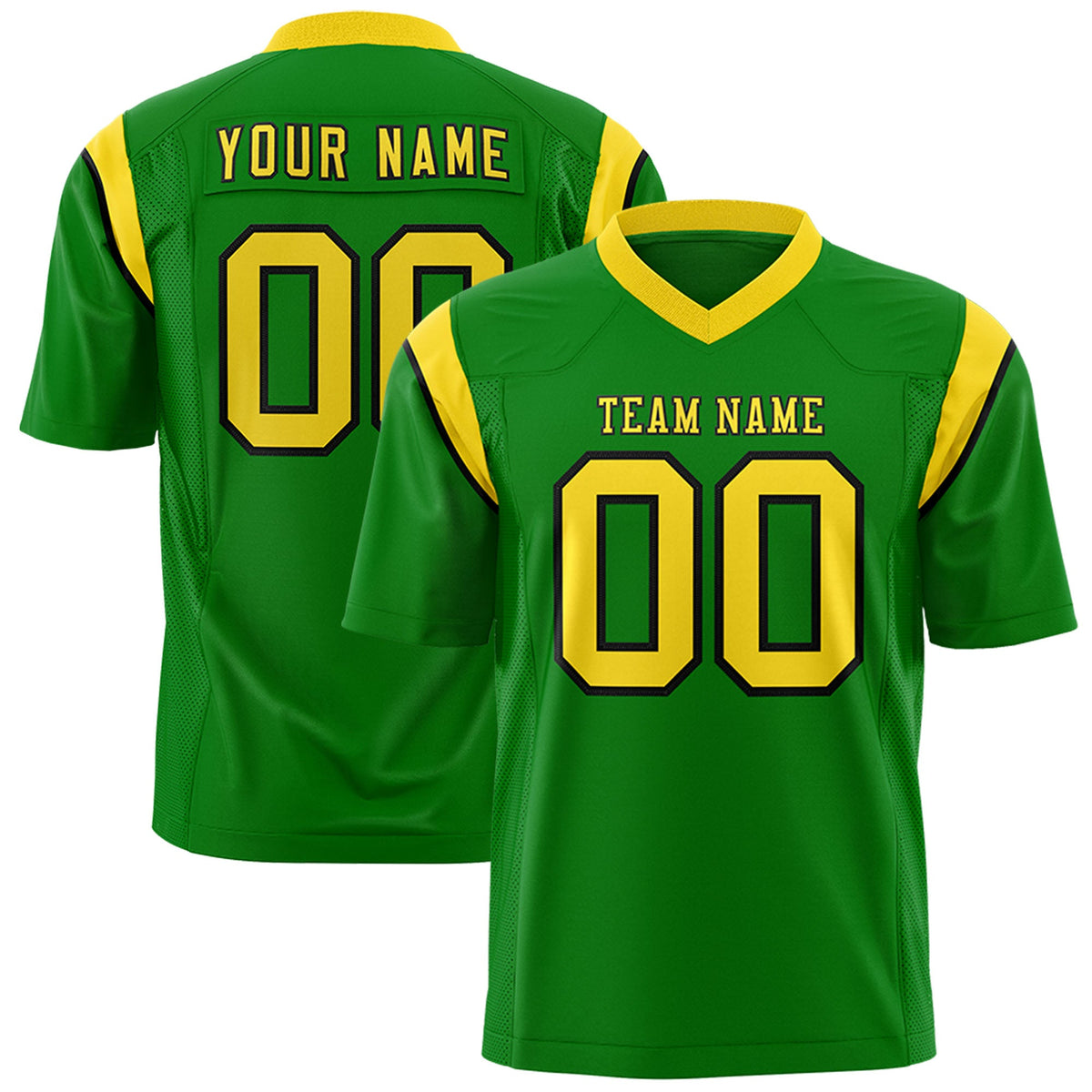 Custom Flag Football Jersey | Kelly Green Gold Color Block For Youth &amp; Men | Add Name, Number &amp; Logo | KXKSHOP