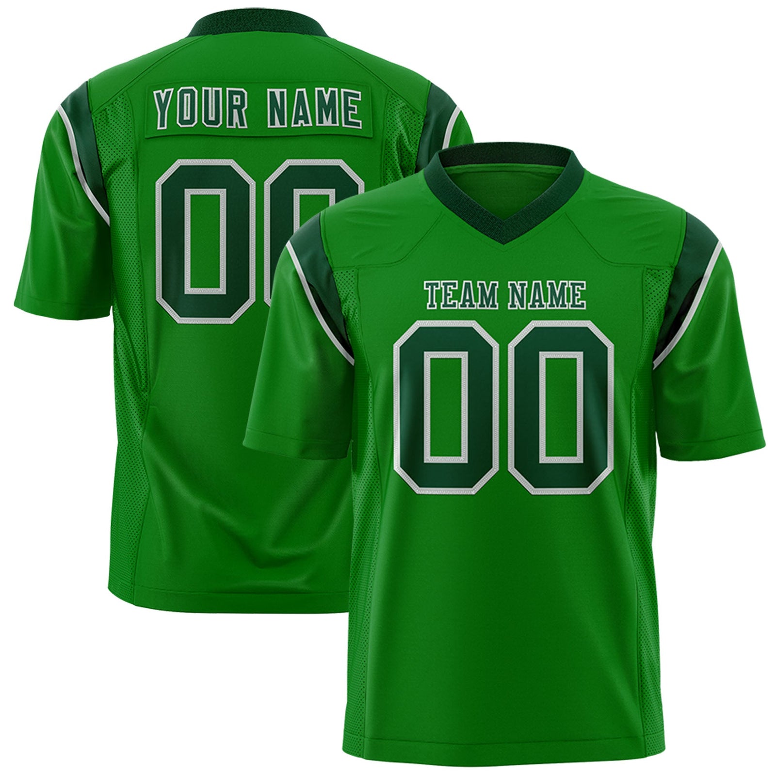 Custom Flag Football Jersey | Kelly Green Green Color Block For Youth & Men | Add Name, Number & Logo | KXKSHOP