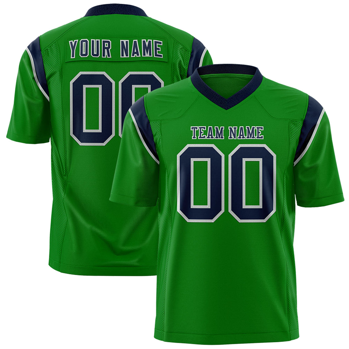Custom Flag Football Jersey | Kelly Green Navy Color Block For Youth &amp; Men | Add Name, Number &amp; Logo | KXKSHOP