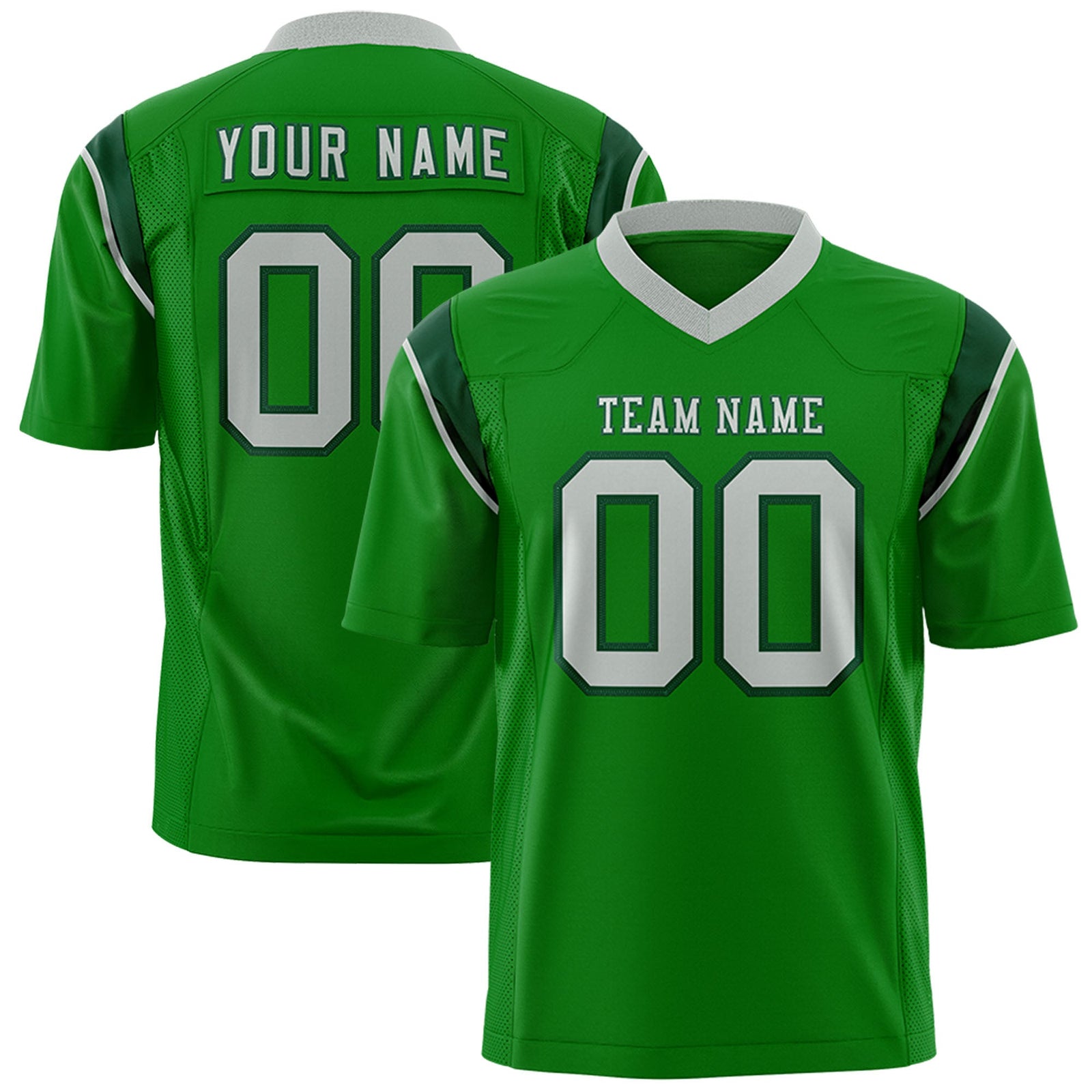 Custom Flag Football Jersey | Kelly Green Navy Color Block For Youth & Men | Add Name, Number & Logo | KXKSHOP