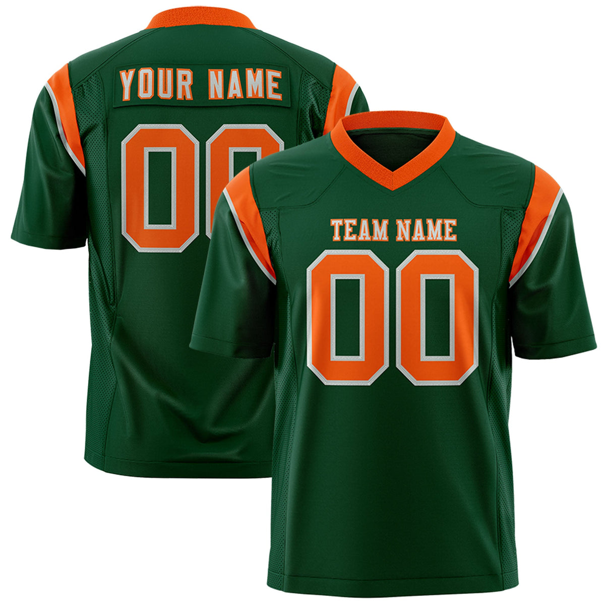Custom Flag Football Jersey | Green Orange Color Block For Youth &amp; Men | Add Name, Number &amp; Logo | KXKSHOP