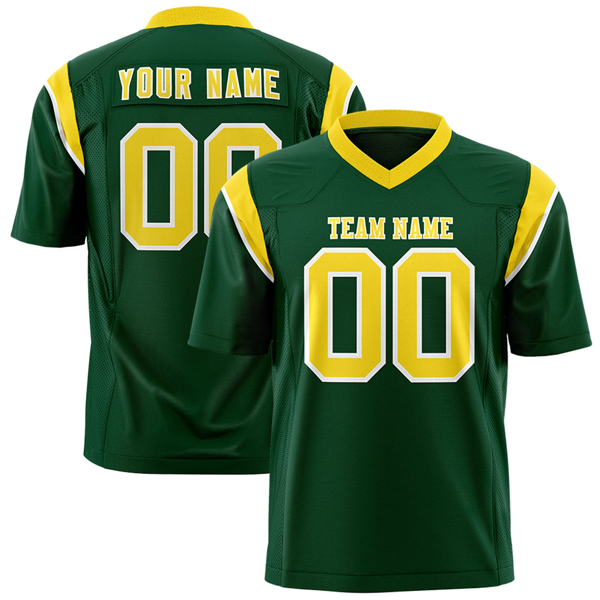 Custom Flag Football Jersey | Green Gold Color Block For Youth &amp; Men | Add Name, Number &amp; Logo | KXKSHOP