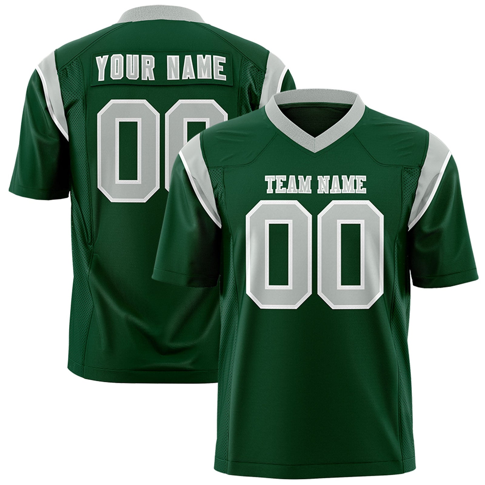 Custom Flag Football Jersey | Green Gray Color Block For Youth & Men | Add Name, Number & Logo | KXKSHOP