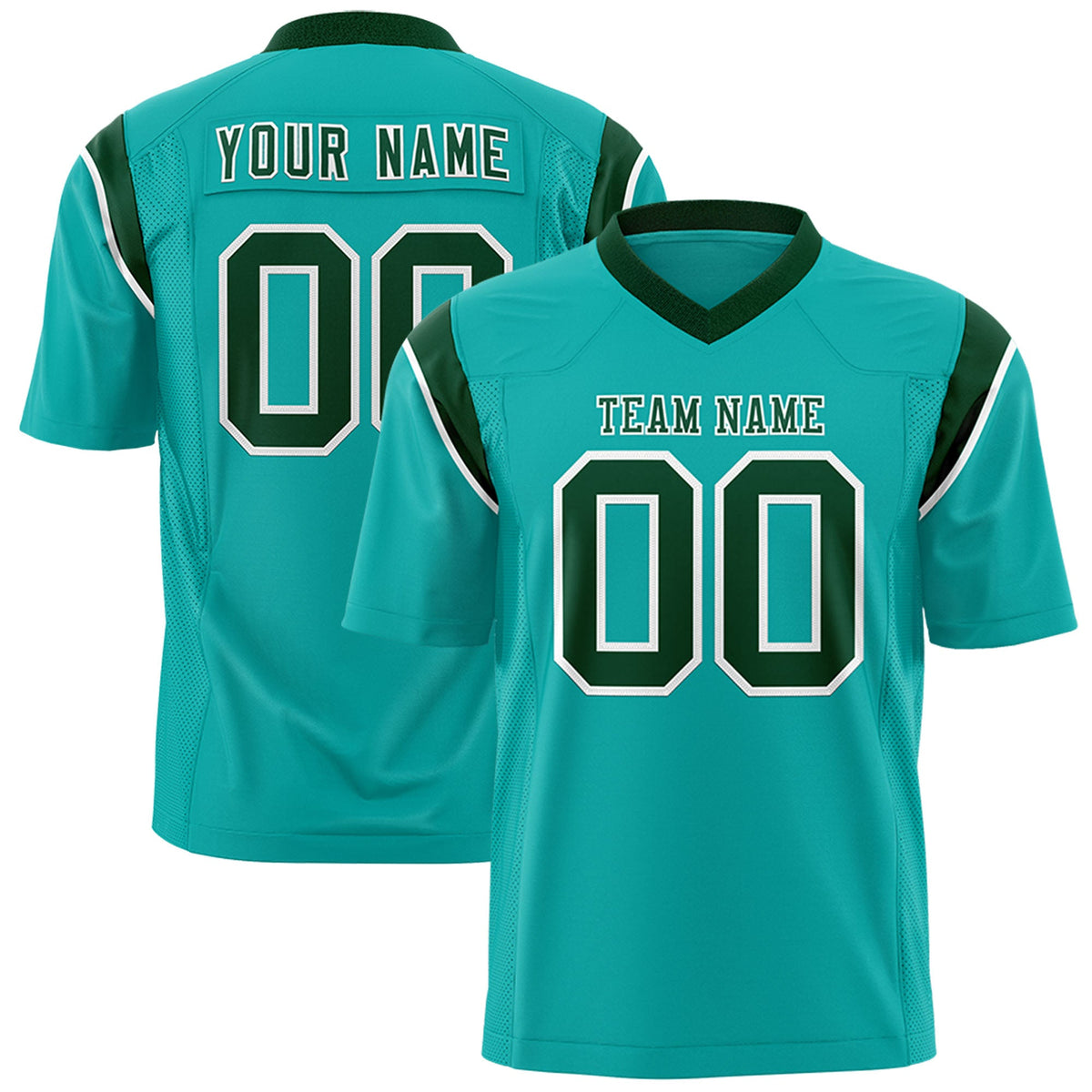 Custom Flag Football Jersey | Aqua Green Color Block For Youth &amp; Men | Add Name, Number &amp; Logo | KXKSHOP