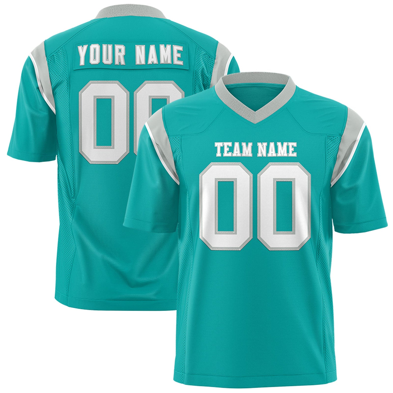 Custom Flag Football Jersey | Aqua White Color Block For Youth & Men | Add Name, Number & Logo | KXKSHOP