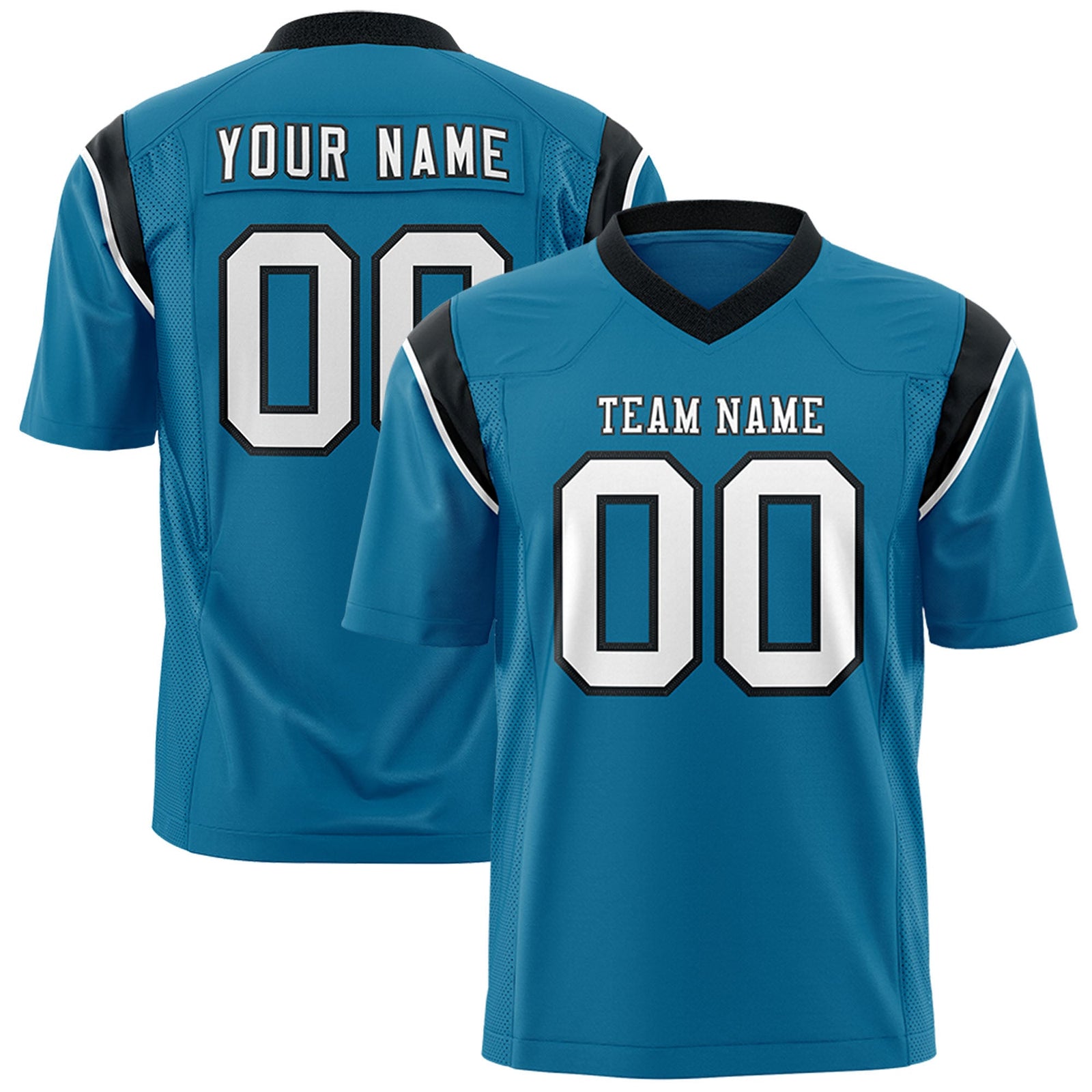 Custom Flag Football Jersey | Aqua Black Color Block For Youth & Men | Add Name, Number & Logo | KXKSHOP