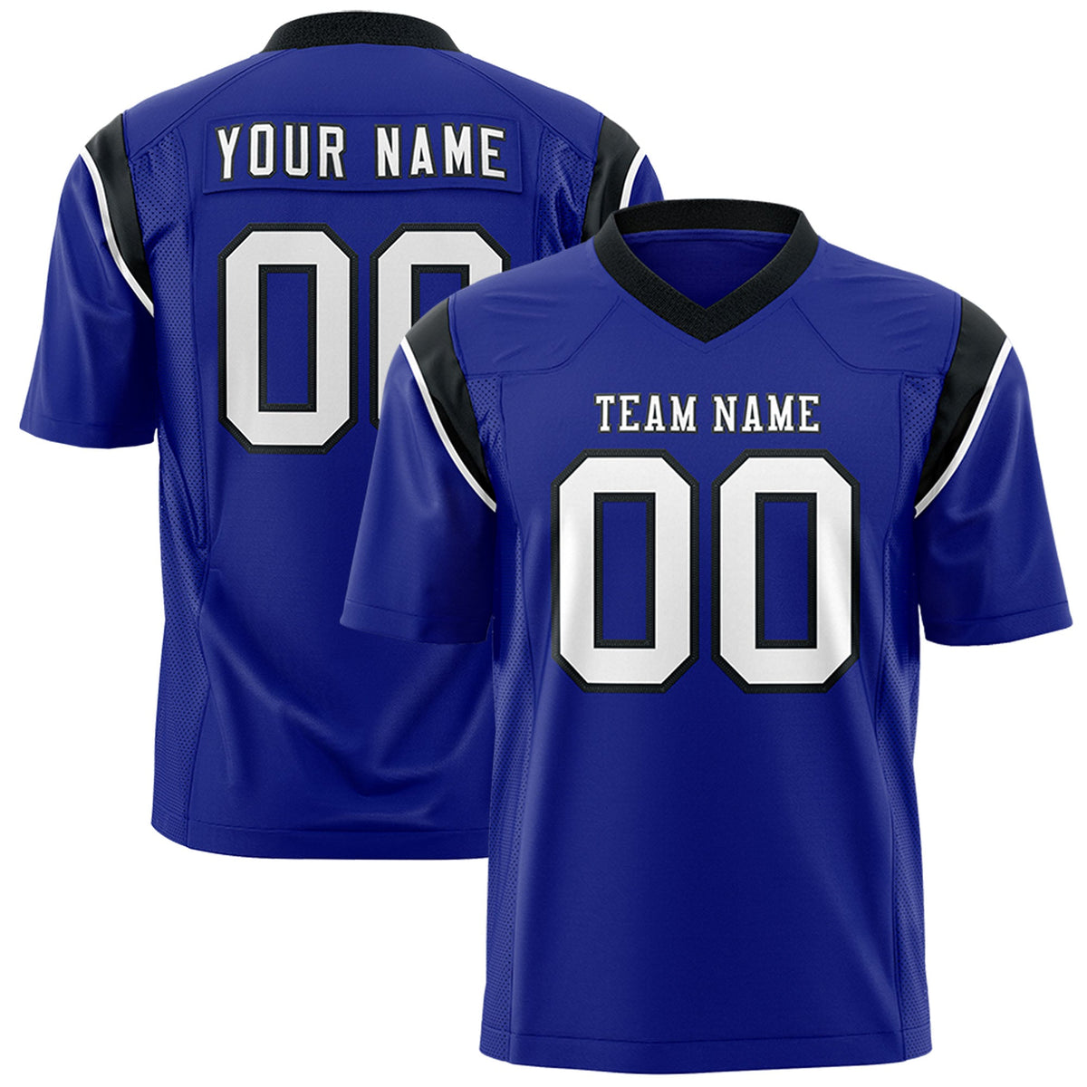 Custom Flag Football Jersey | Royal Black Color Block For Youth &amp; Men | Add Name, Number &amp; Logo | KXKSHOP