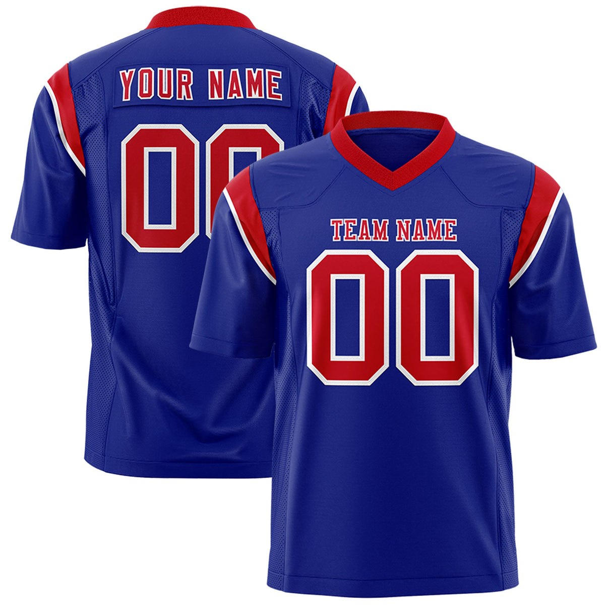Custom Flag Football Jersey | Royal Red Color Block For Youth &amp; Men | Add Name, Number &amp; Logo | KXKSHOP