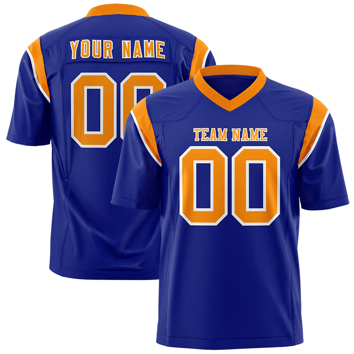 Custom Flag Football Jersey | Royal Orange Color Block For Youth &amp; Men | Add Name, Number &amp; Logo | KXKSHOP