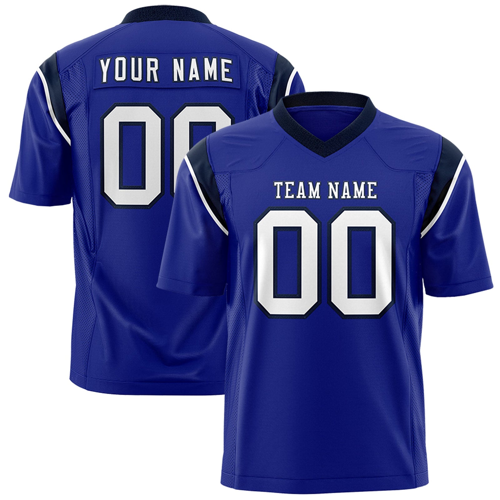 Custom Flag Football Jersey | Royal Black Color Block For Youth & Men | Add Name, Number & Logo | KXKSHOP