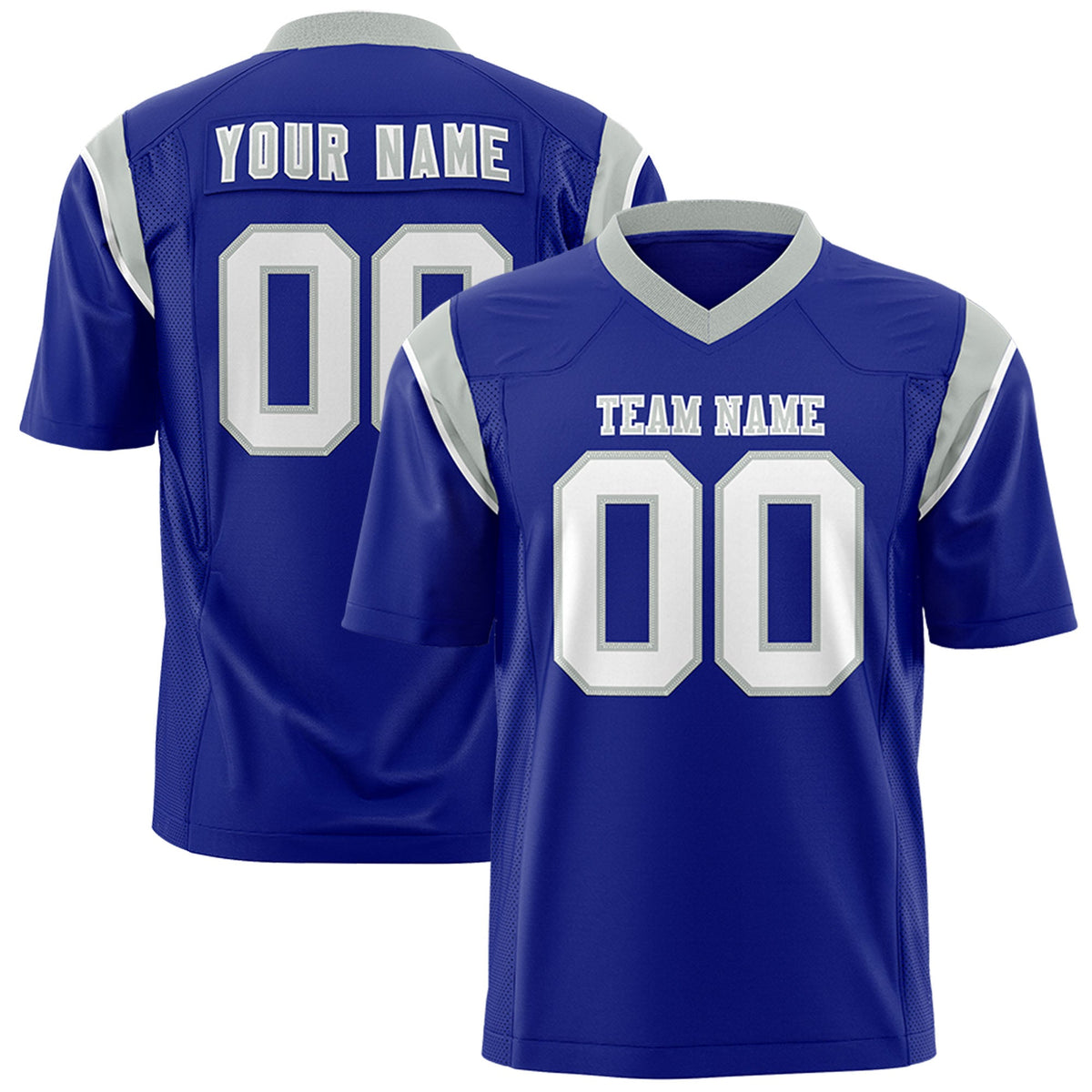 Custom Flag Football Jersey | Royal White Color Block For Youth &amp; Men | Add Name, Number &amp; Logo | KXKSHOP