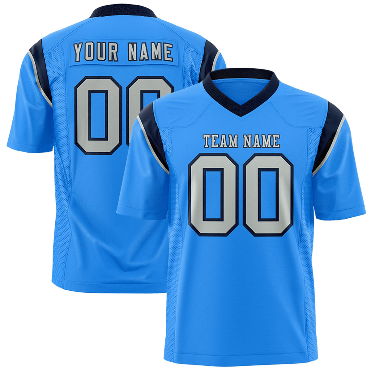 Custom Flag Football Jersey | Powder Blue Gray Color Block For Youth &amp; Men | Add Name, Number &amp; Logo | KXKSHOP