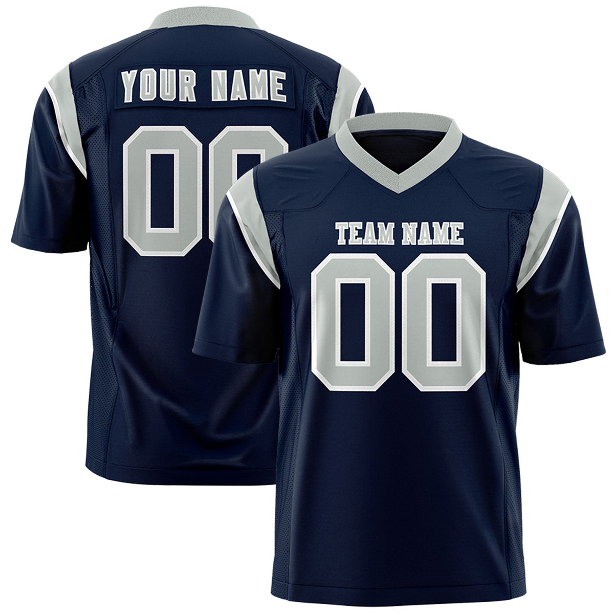 Custom Flag Football Jersey | Navy Gray Color Block For Youth &amp; Men | Add Name, Number &amp; Logo | KXKSHOP