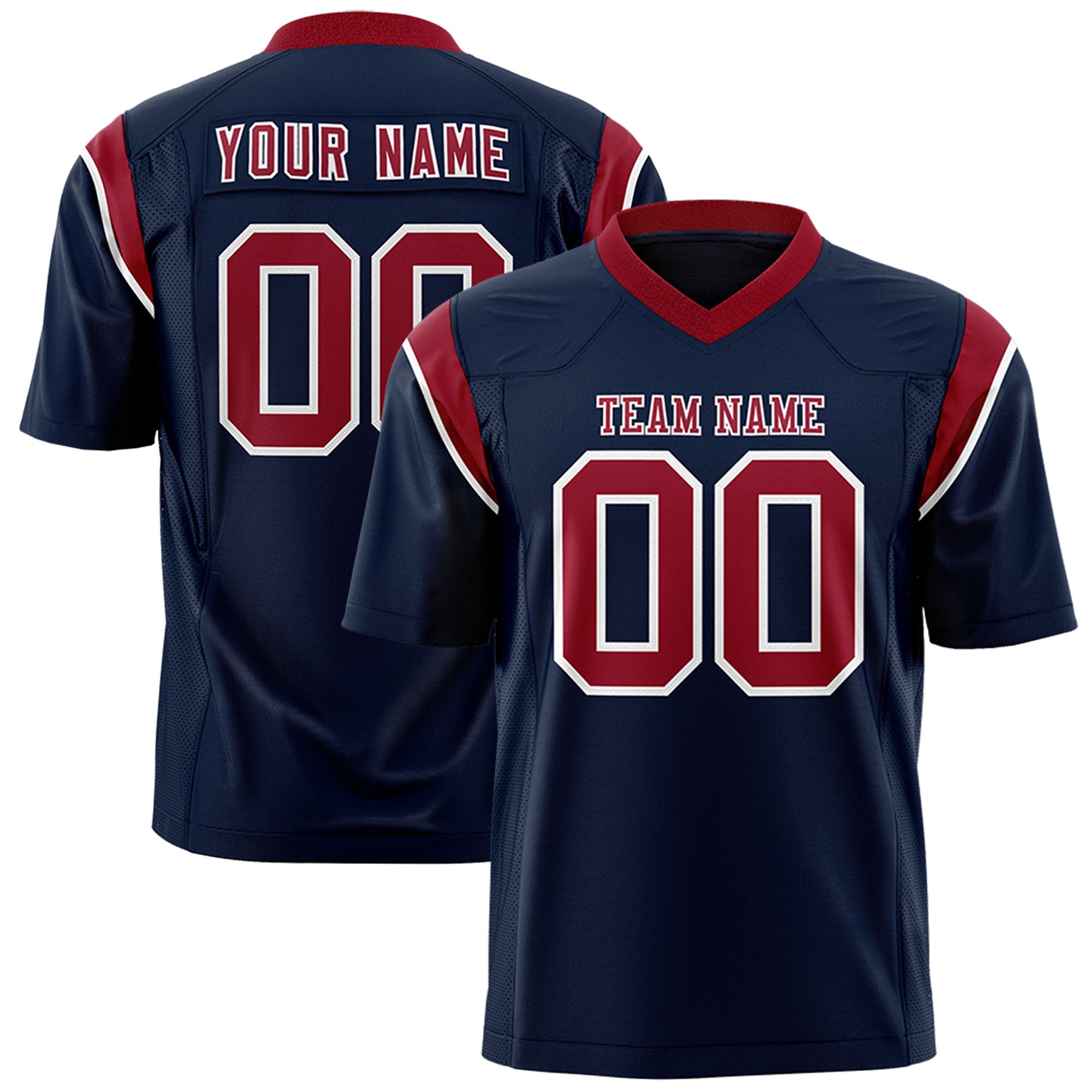 Custom Flag Football Jersey | Navy Cardinal Color Block For Youth & Men | Add Name, Number & Logo | KXKSHOP
