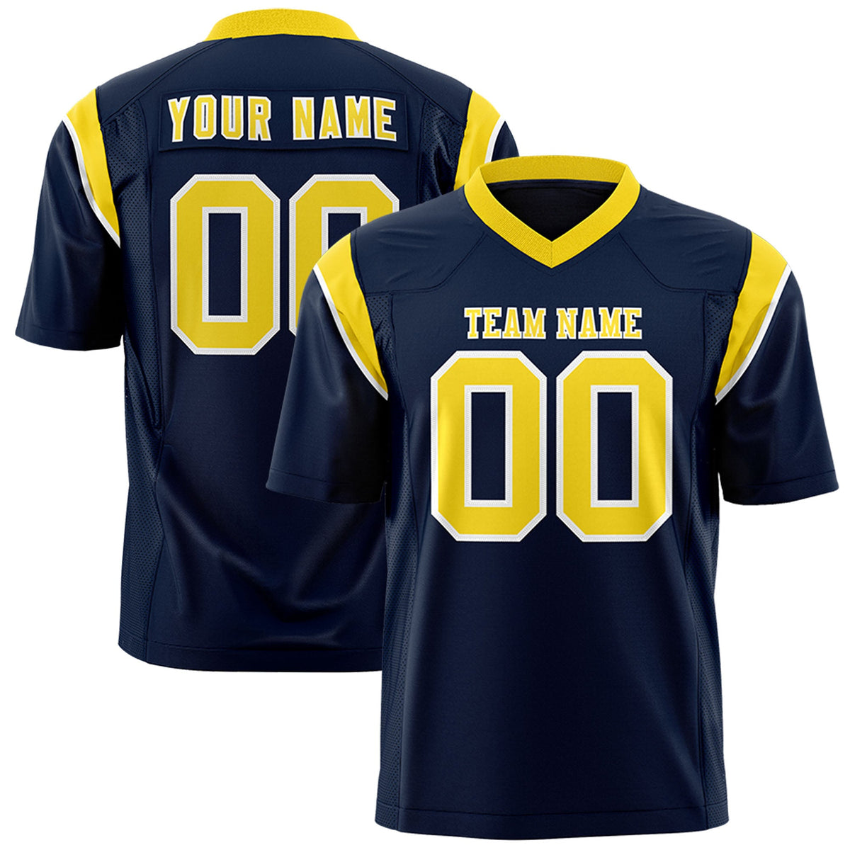 Custom Flag Football Jersey | Navy Gold Color Block For Youth &amp; Men | Add Name, Number &amp; Logo | KXKSHOP