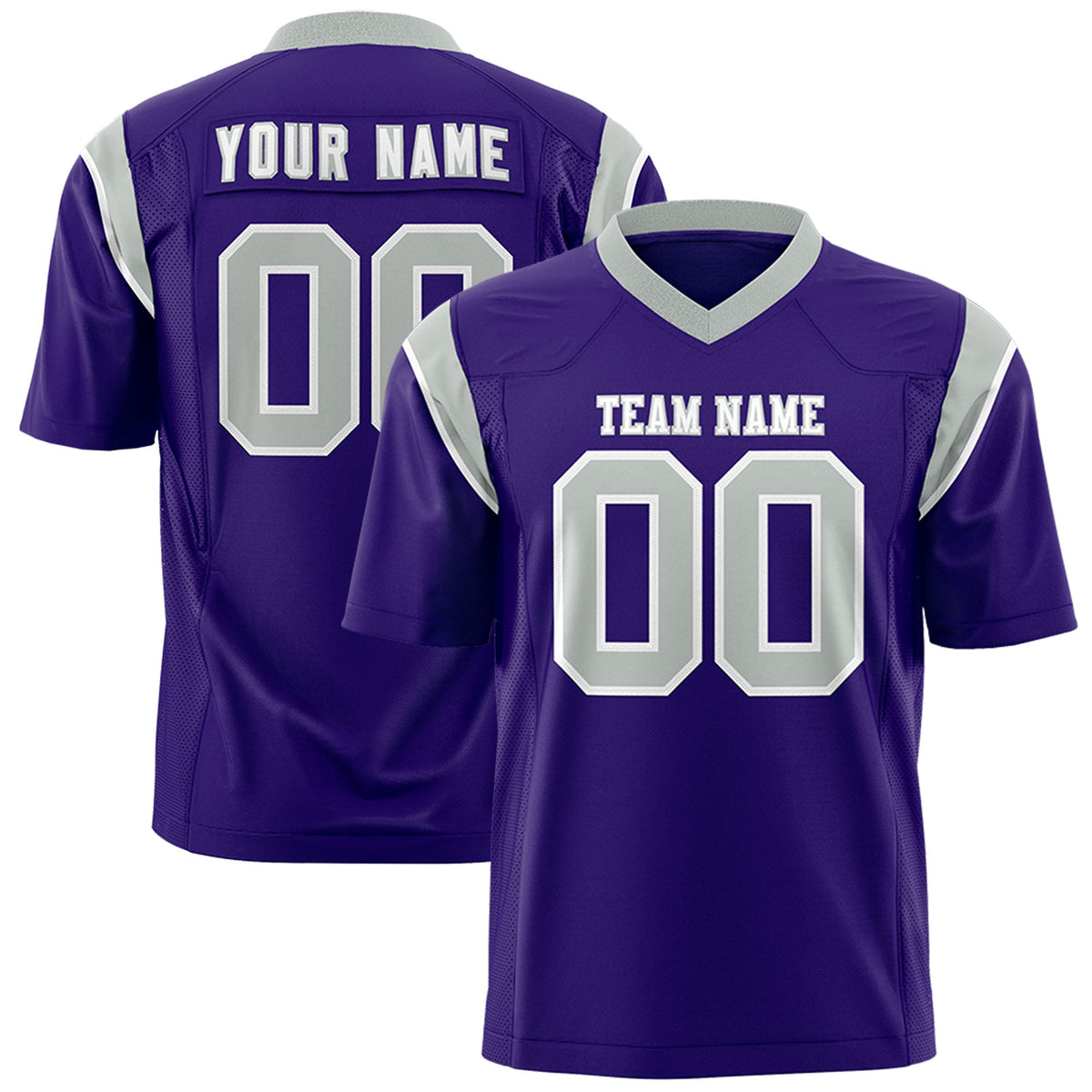 Custom Flag Football Jersey | Purple Gray Color Block For Youth &amp; Men | Add Name, Number &amp; Logo | KXKSHOP