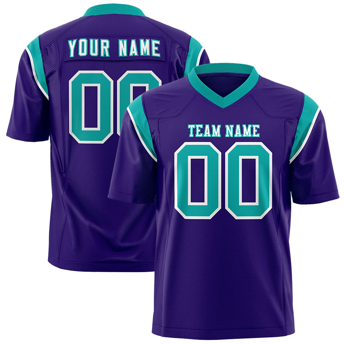 Custom Flag Football Jersey | Purple Aqua Color Block For Youth &amp; Men | Add Name, Number &amp; Logo | KXKSHOP