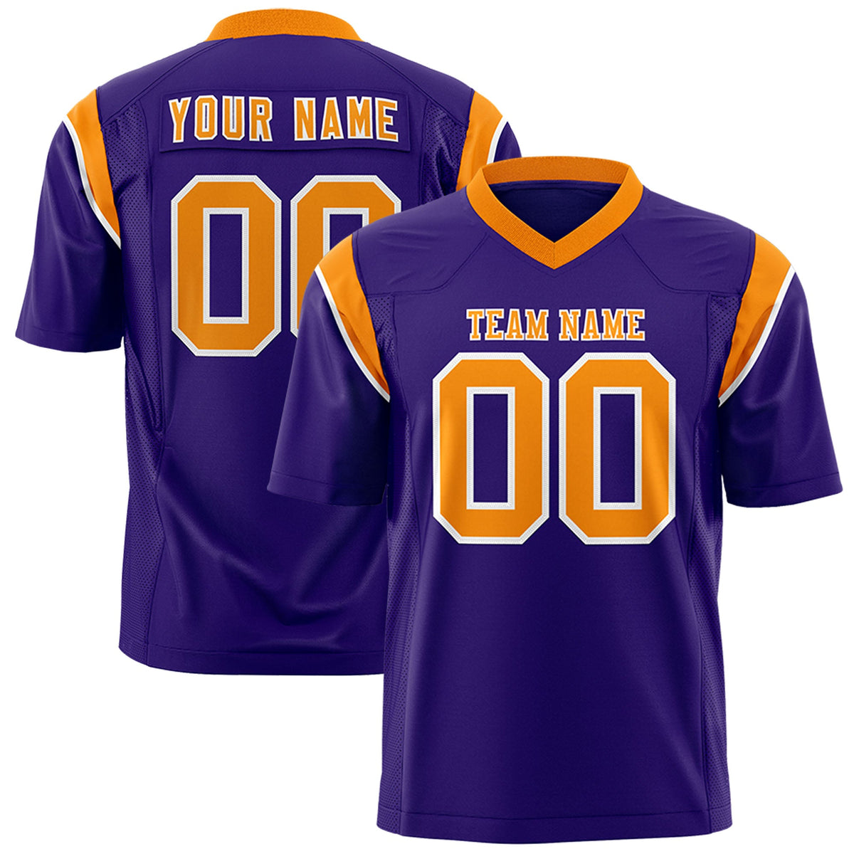 Custom Flag Football Jersey | Purple Gold Orange Color Block For Youth &amp; Men | Add Name, Number &amp; Logo | KXKSHOP