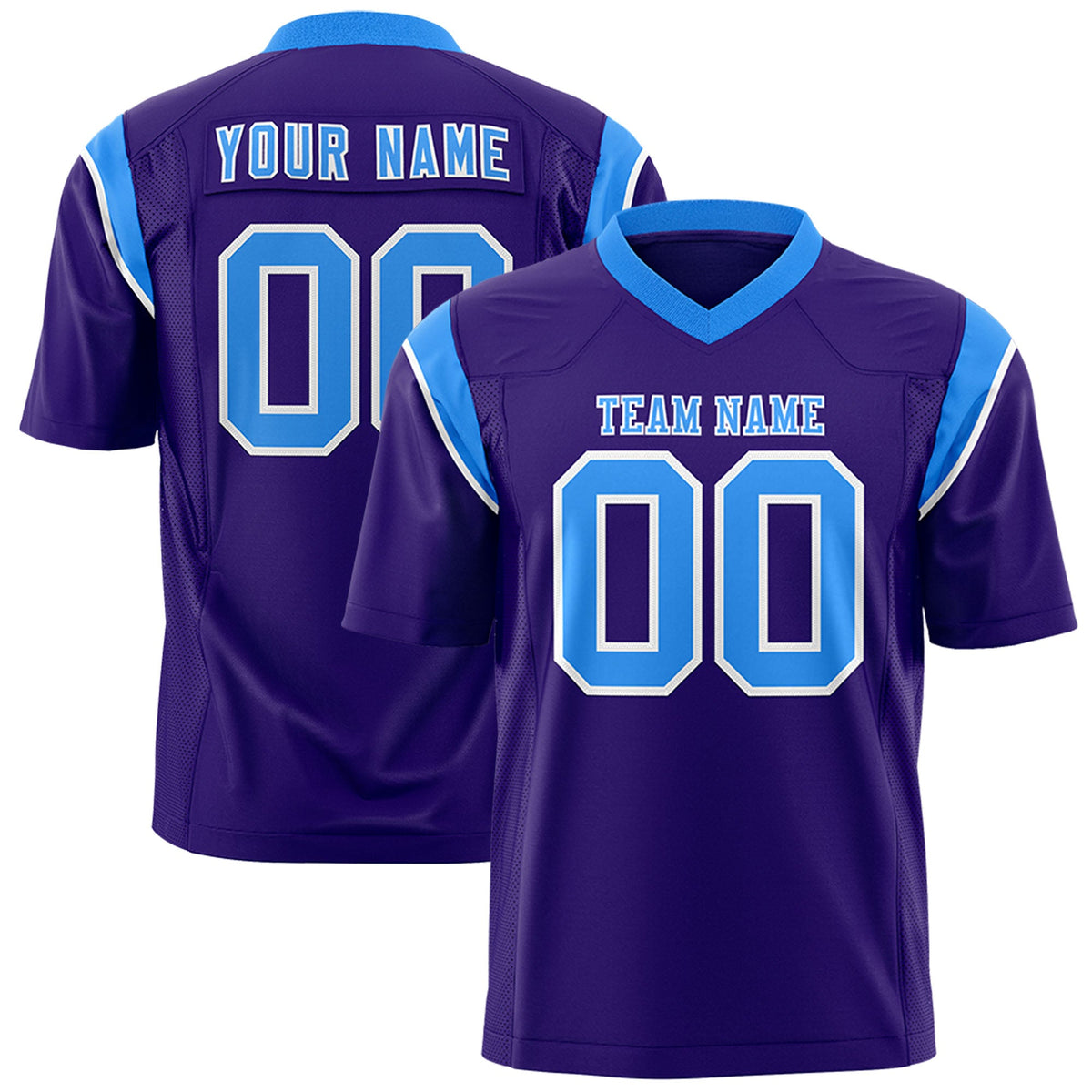 Custom Flag Football Jersey | Purple Light Blue Color Block For Youth &amp; Men | Add Name, Number &amp; Logo | KXKSHOP