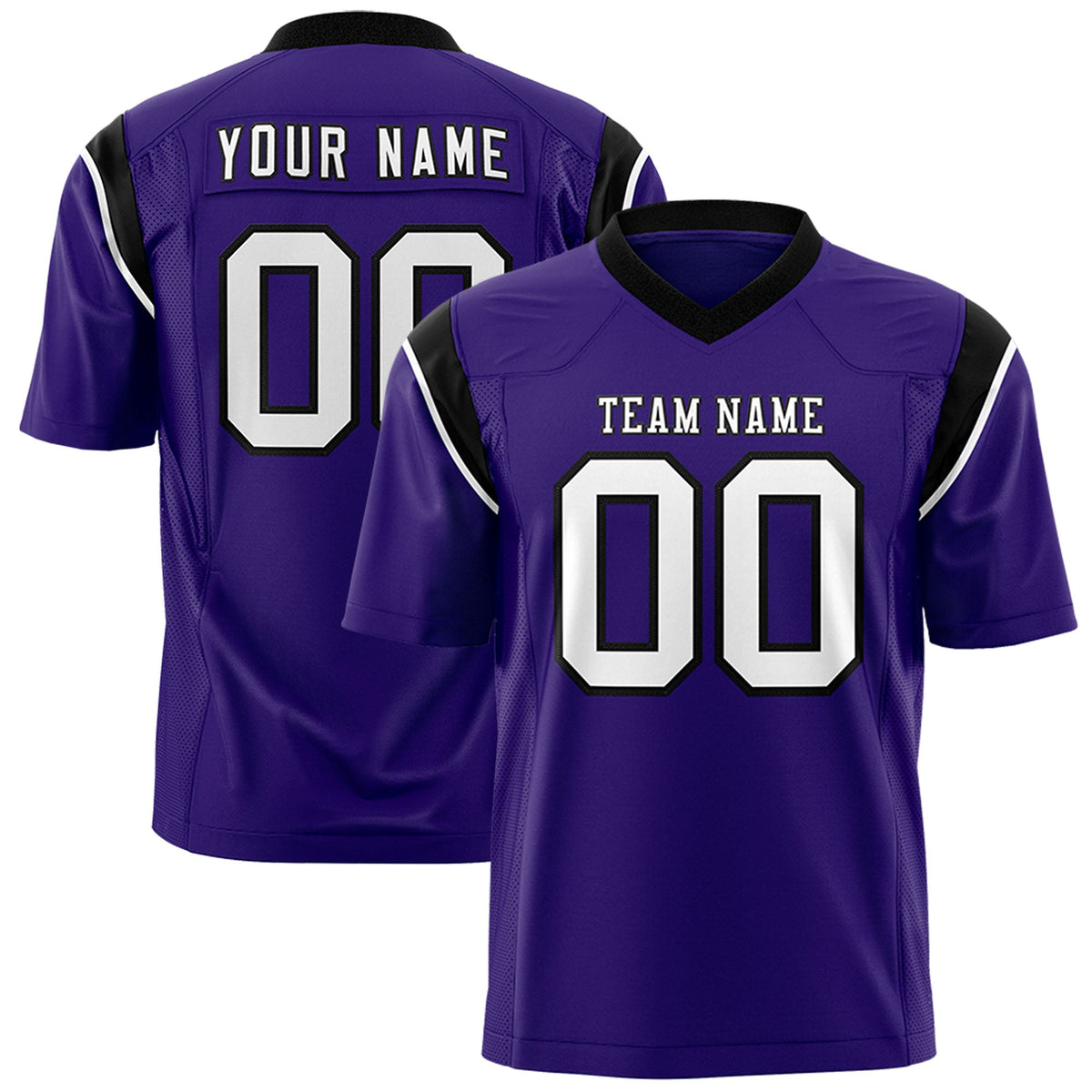 Custom Flag Football Jersey | Purple Black Color Block For Youth &amp; Men | Add Name, Number &amp; Logo | KXKSHOP