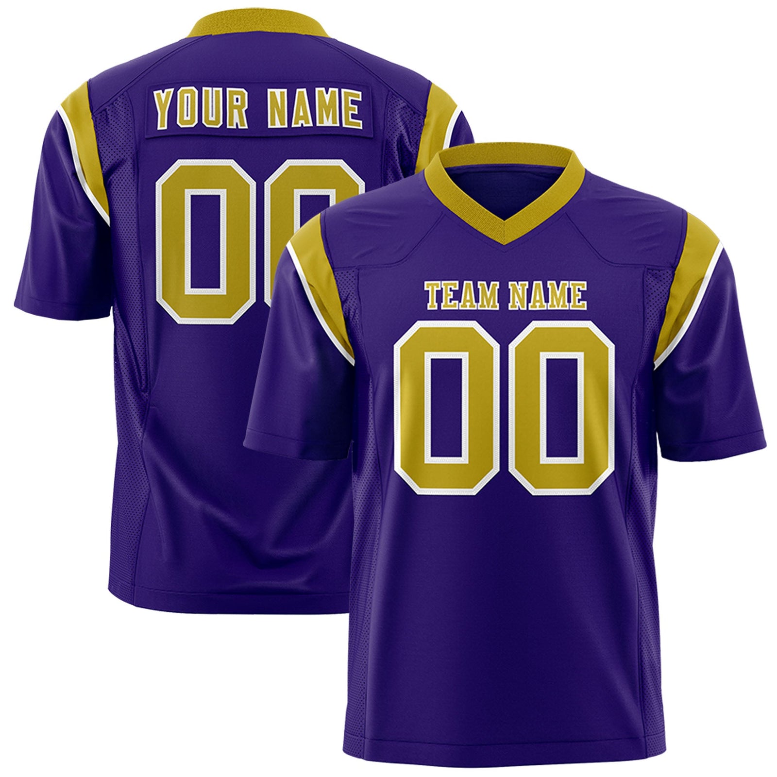 Custom Flag Football Jersey | Purple Old Gold Color Block For Youth & Men | Add Name, Number & Logo | KXKSHOP
