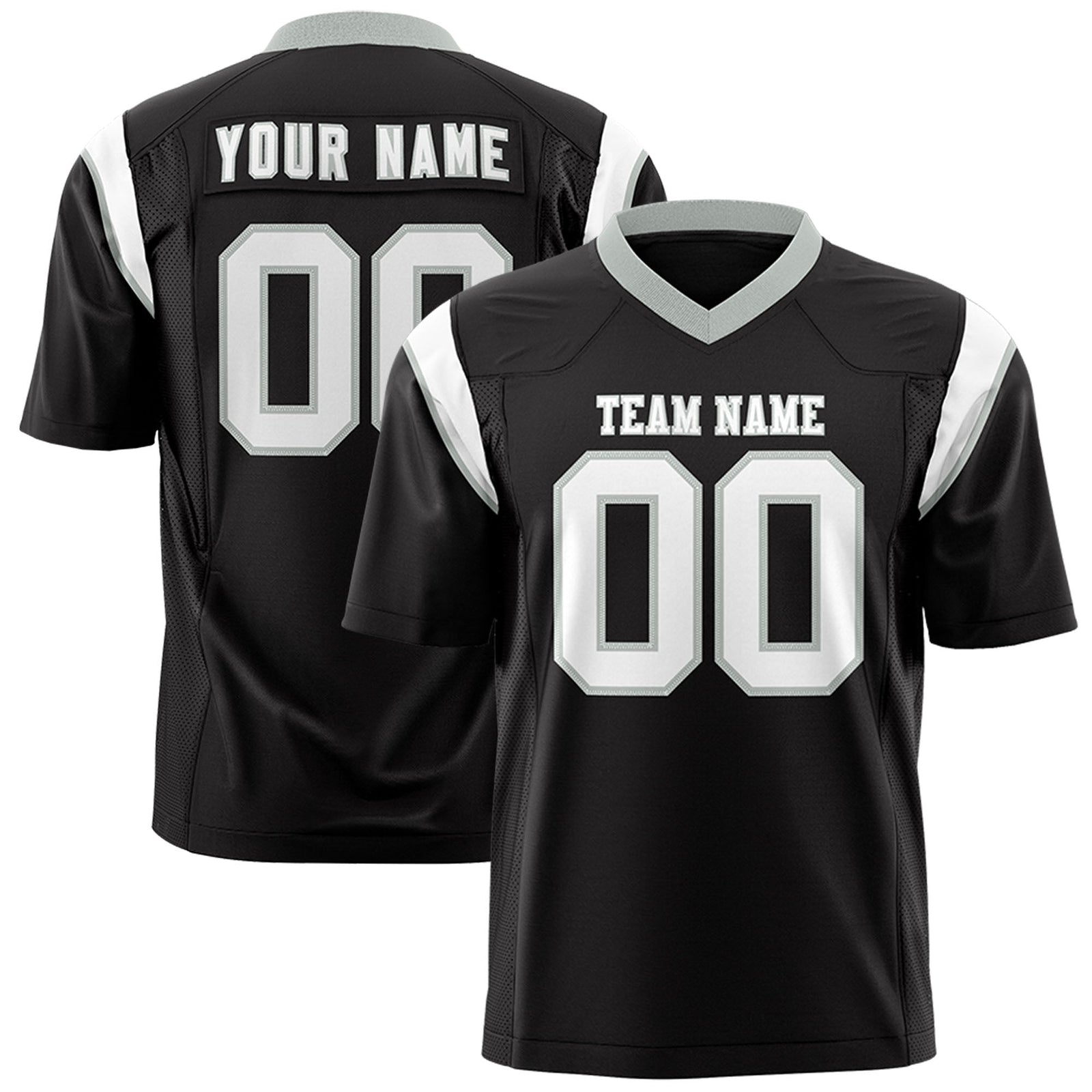Custom Flag Football Jersey | Black White Color Block For Youth & Men | Add Name, Number & Logo | KXKSHOP