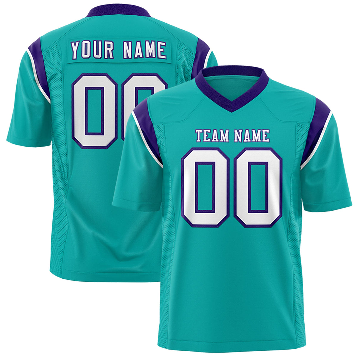 Custom Flag Football Jersey | Aqua Purple Color Block For Youth &amp; Men | Add Name, Number &amp; Logo | KXKSHOP