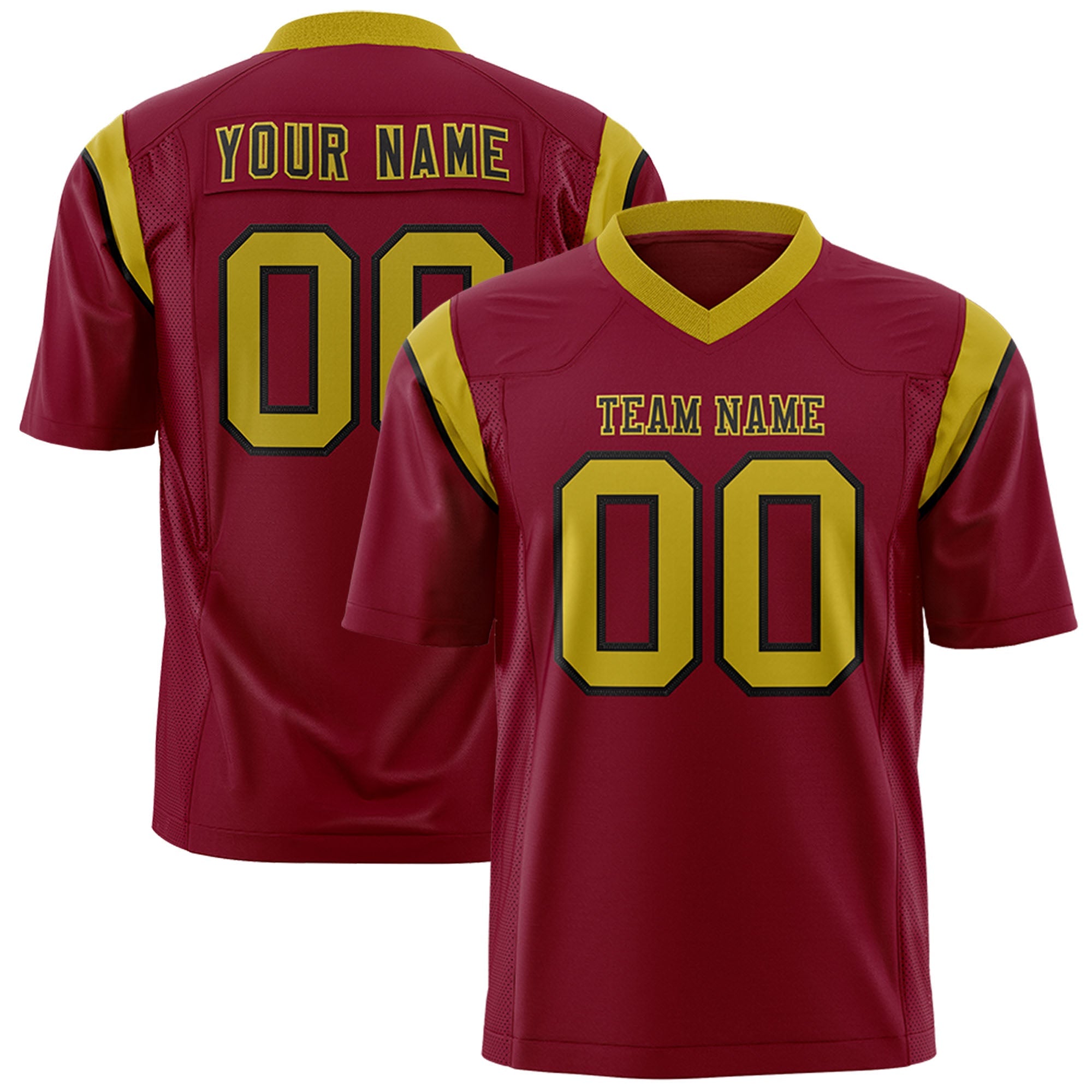 Custom Flag Football Jersey | Cardinal Old Gold Color Block For Youth & Men | Add Name, Number & Logo | KXKSHOP
