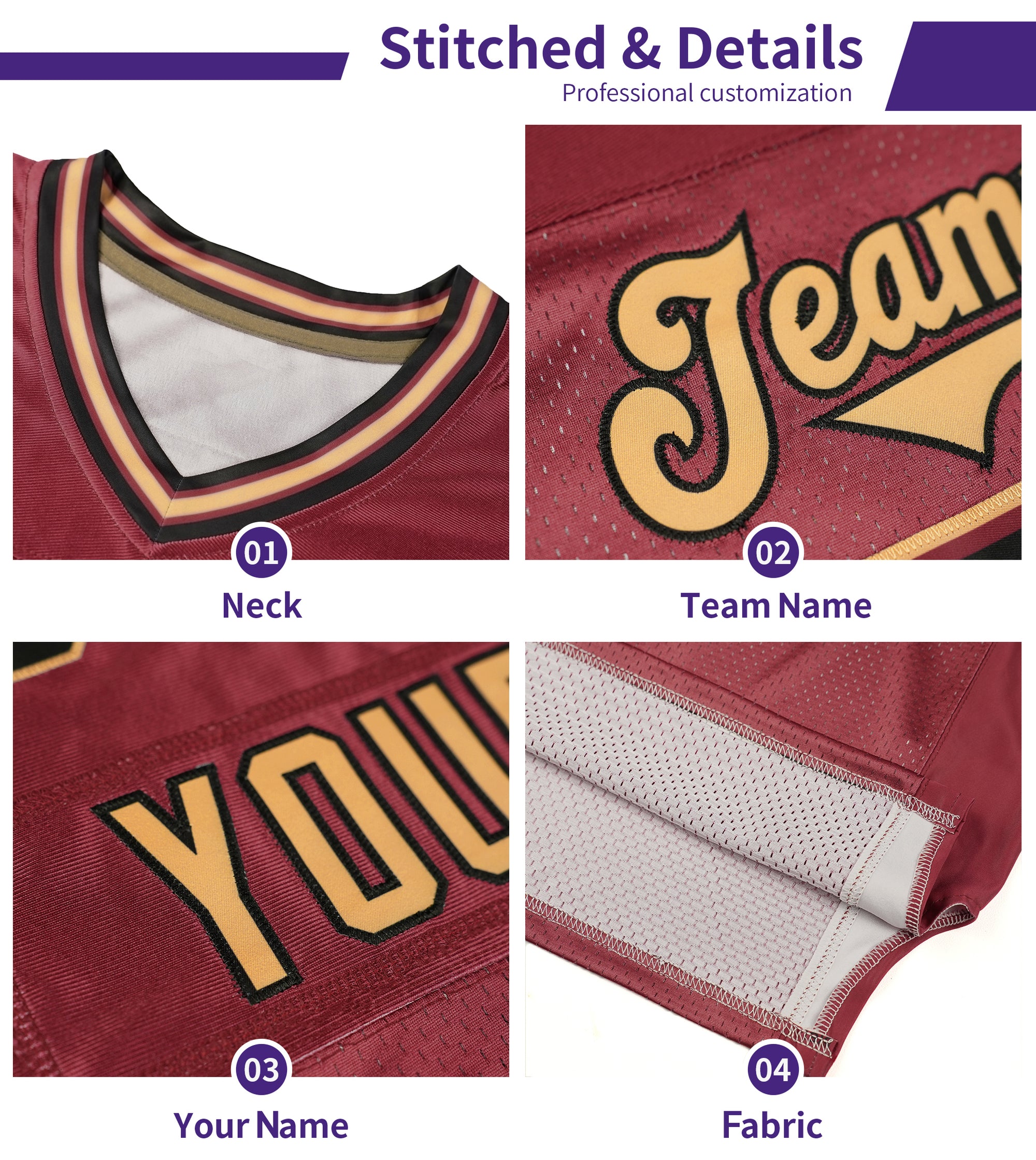 Custom Flag Football Jersey | Cardinal Old Gold Color Block For Youth & Men | Add Name, Number & Logo | KXKSHOP