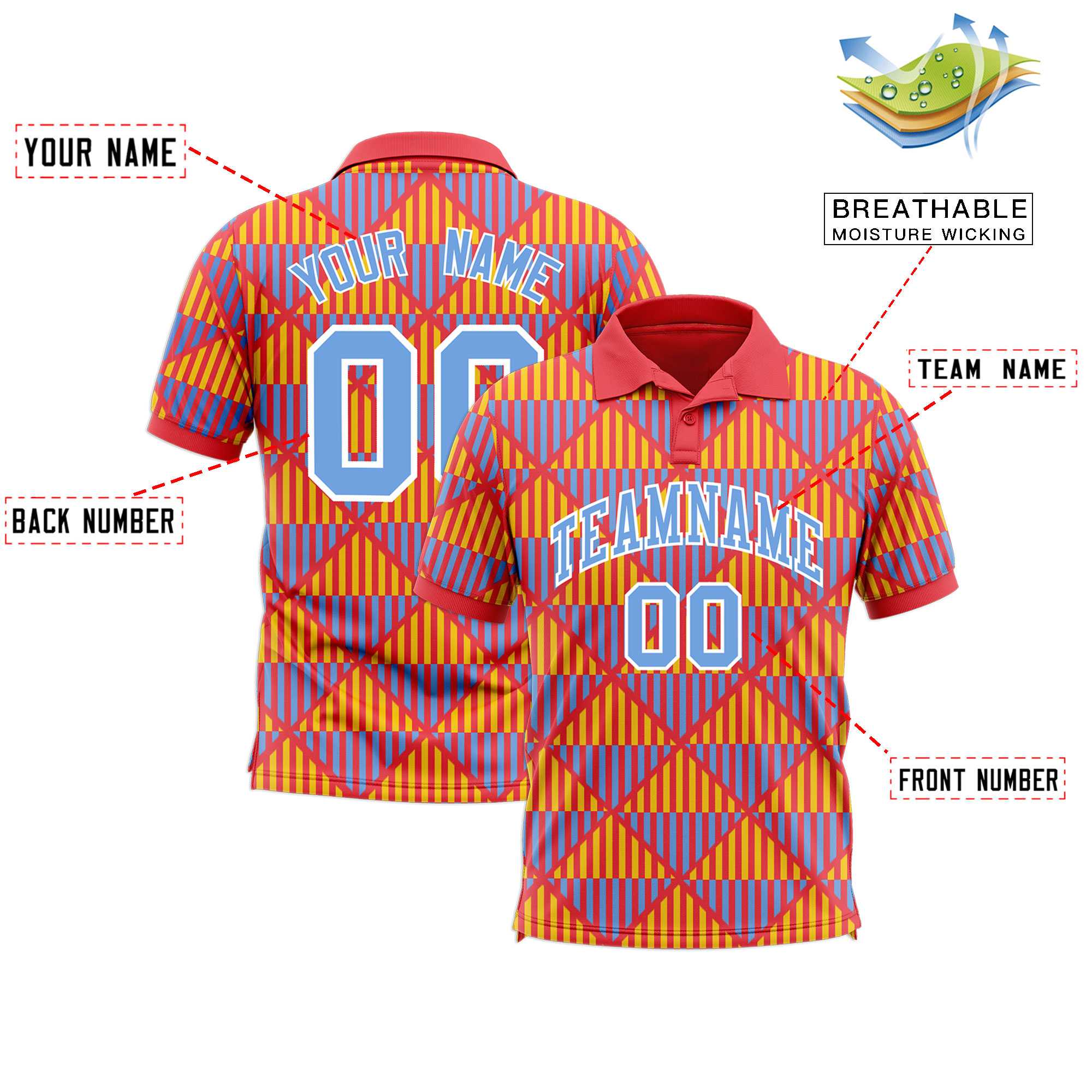 Custom Light Red Lingge Sunshine Polo Shirts