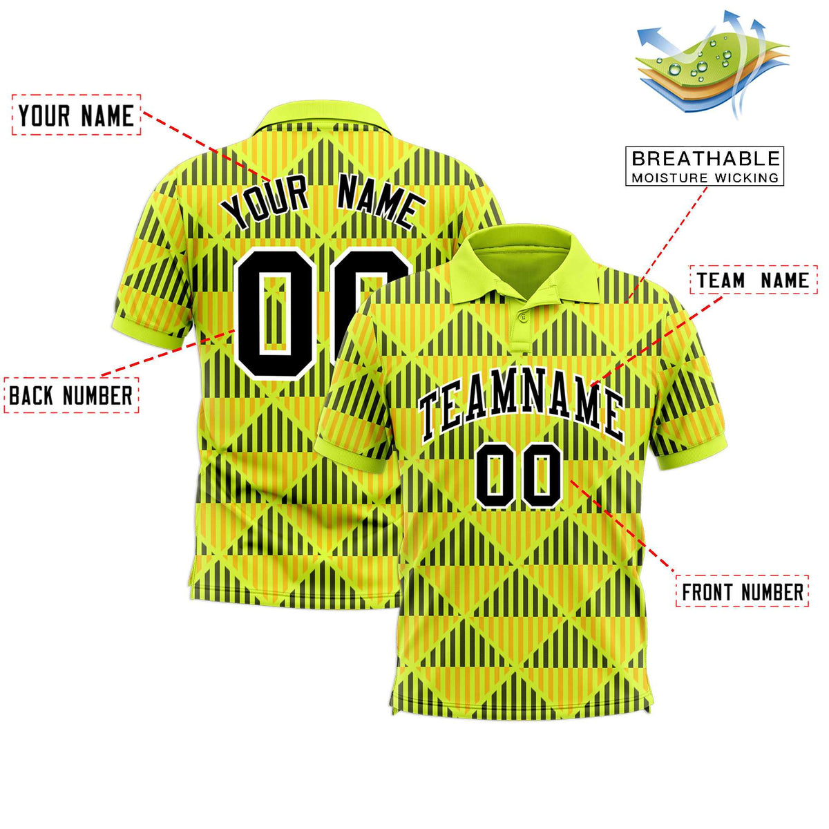 Custom Fluorescent Green Lingge Sunshine Polo Shirts