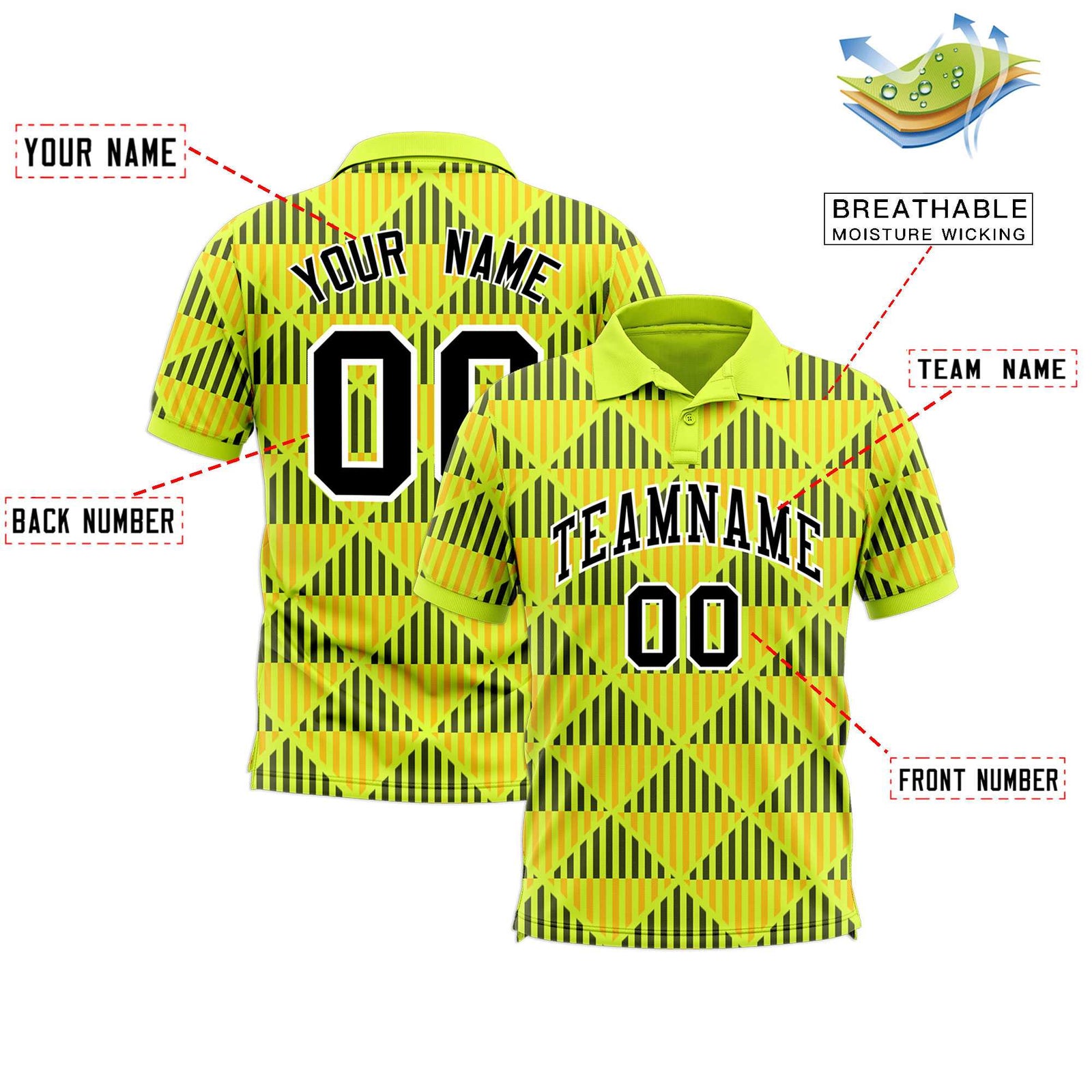 Custom Fluorescent Green Lingge Sunshine Polo Shirts