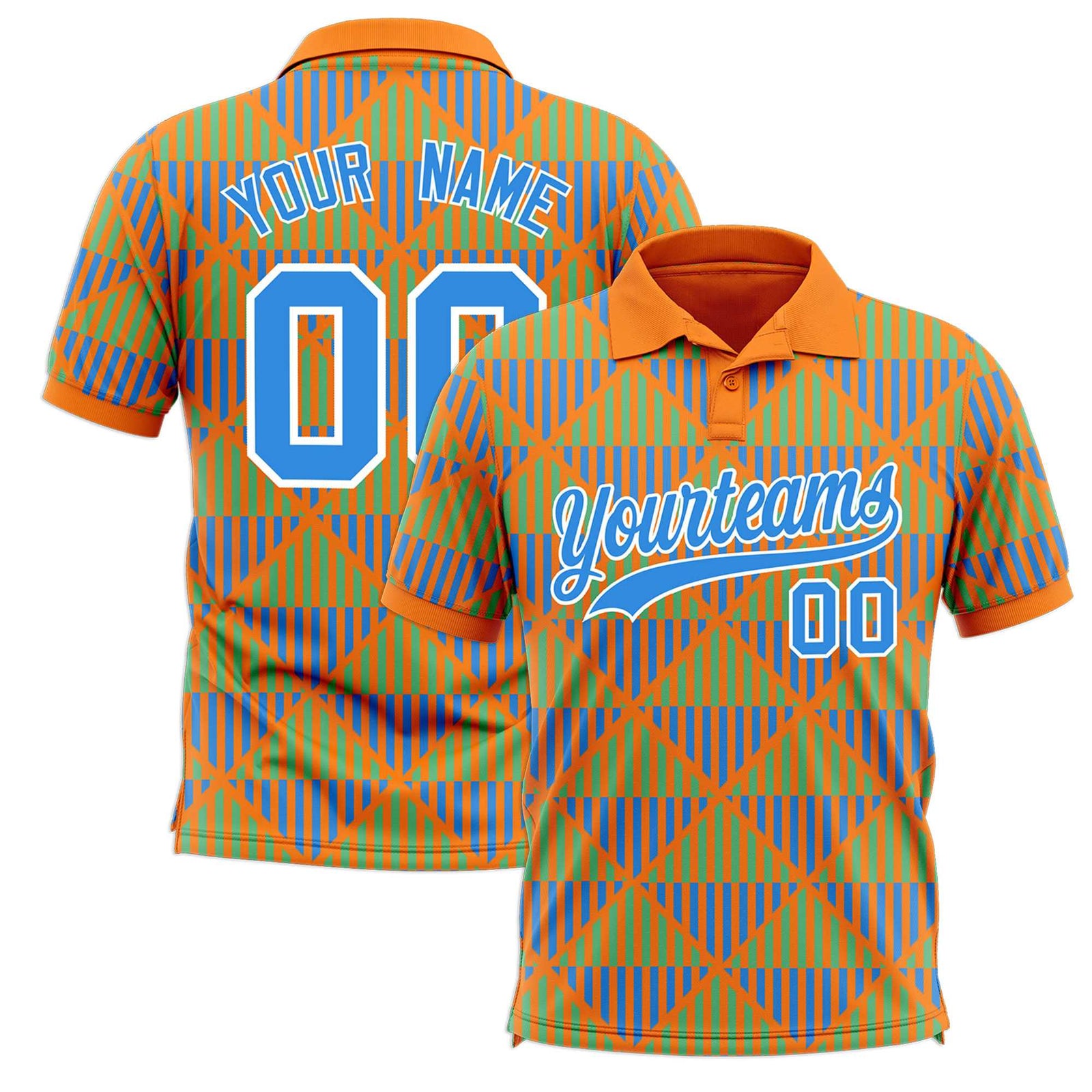 Custom Gold Orange Lingge Sunshine Polo Shirts