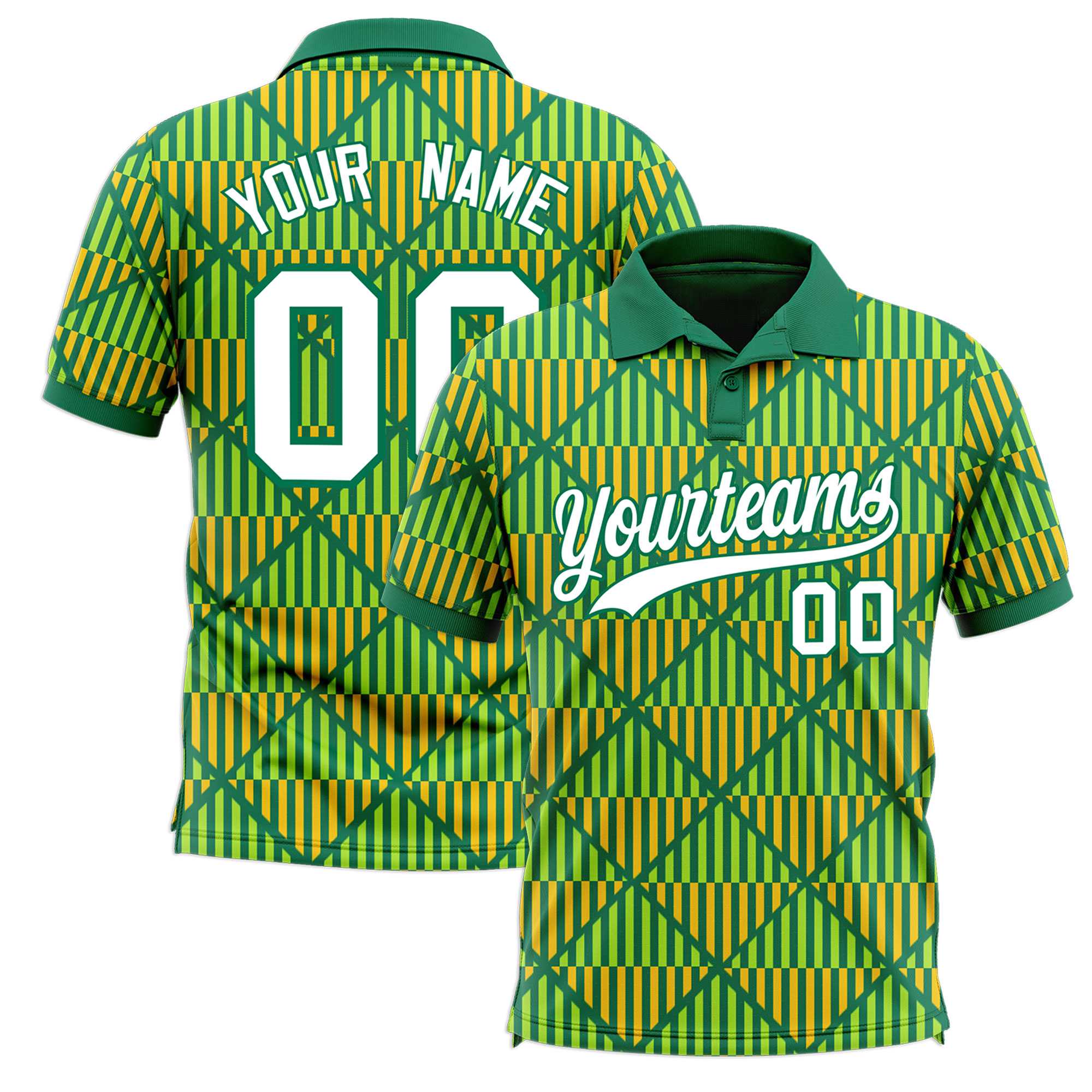 Custom Kelly Green Lingge Sunshine Polo Shirts