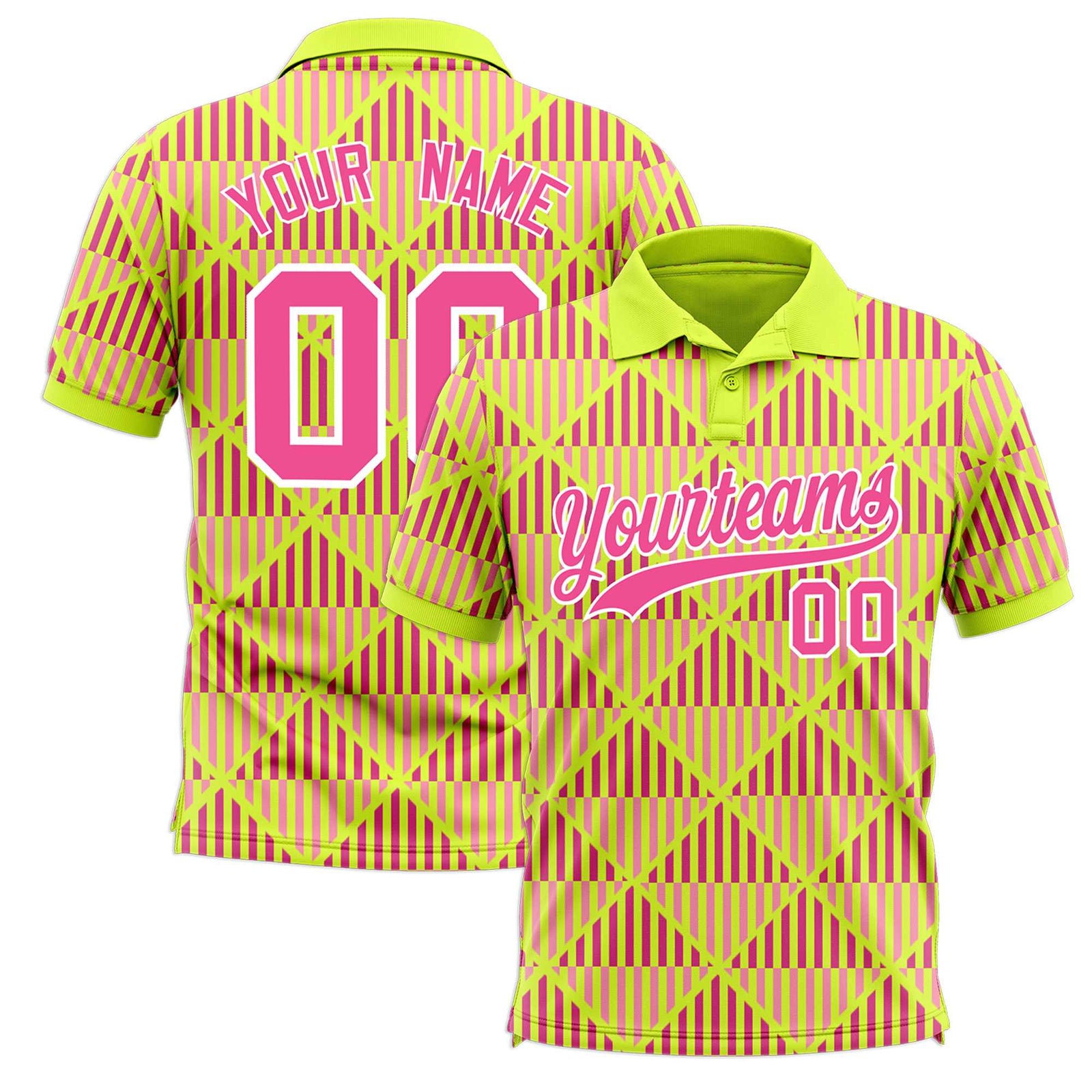 Custom Fluorescent Green Lingge Sunshine Polo Shirts