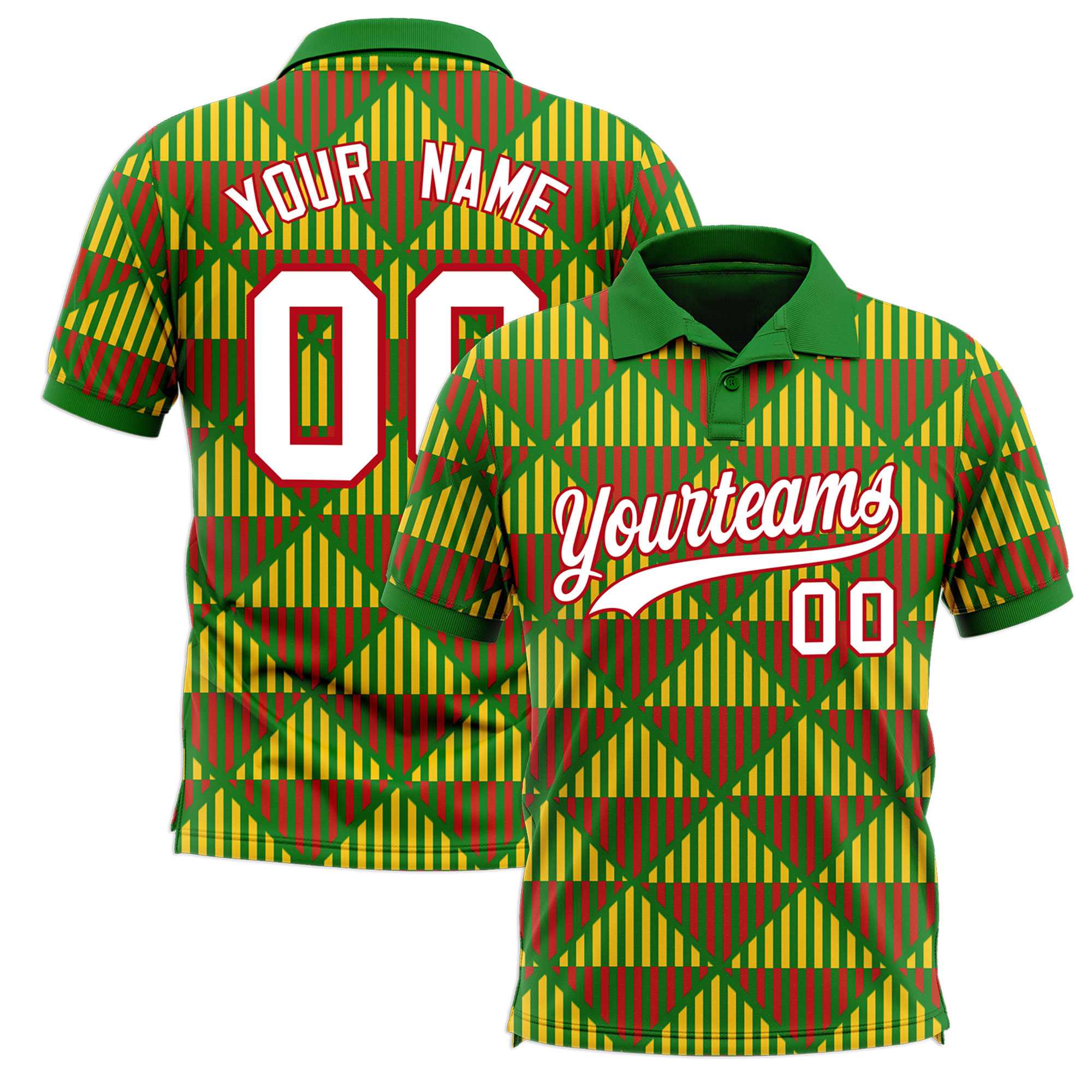 Custom Kelly Green Lingge Sunshine Polo Shirts